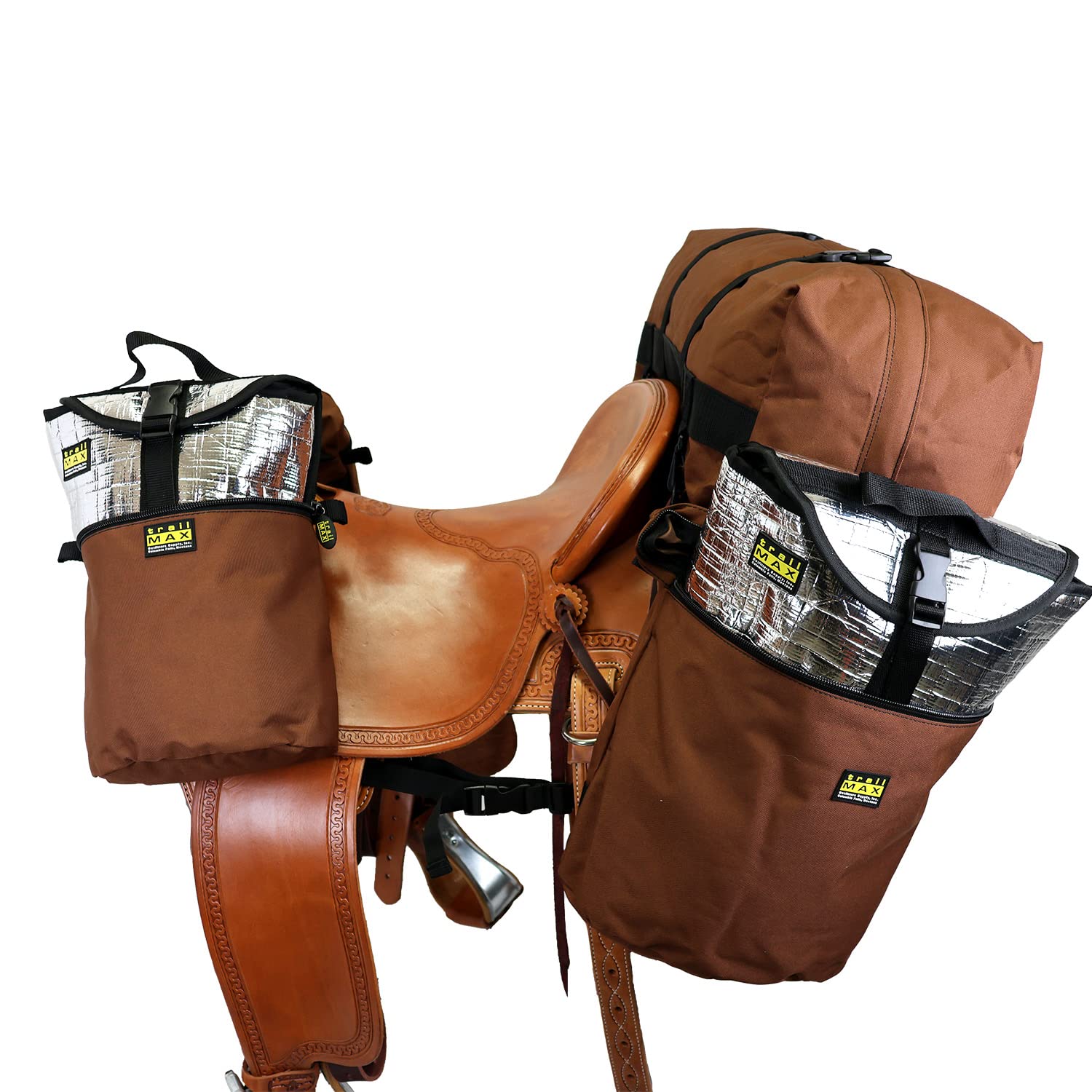TrailMax Large Overnighter Saddlebags Set for Horses - Detachable Cantle Bag & Horn Bags Included | Durable Western & Endurance Saddle Bags | Perfect for Long Rides, Camping & Trail Adventures