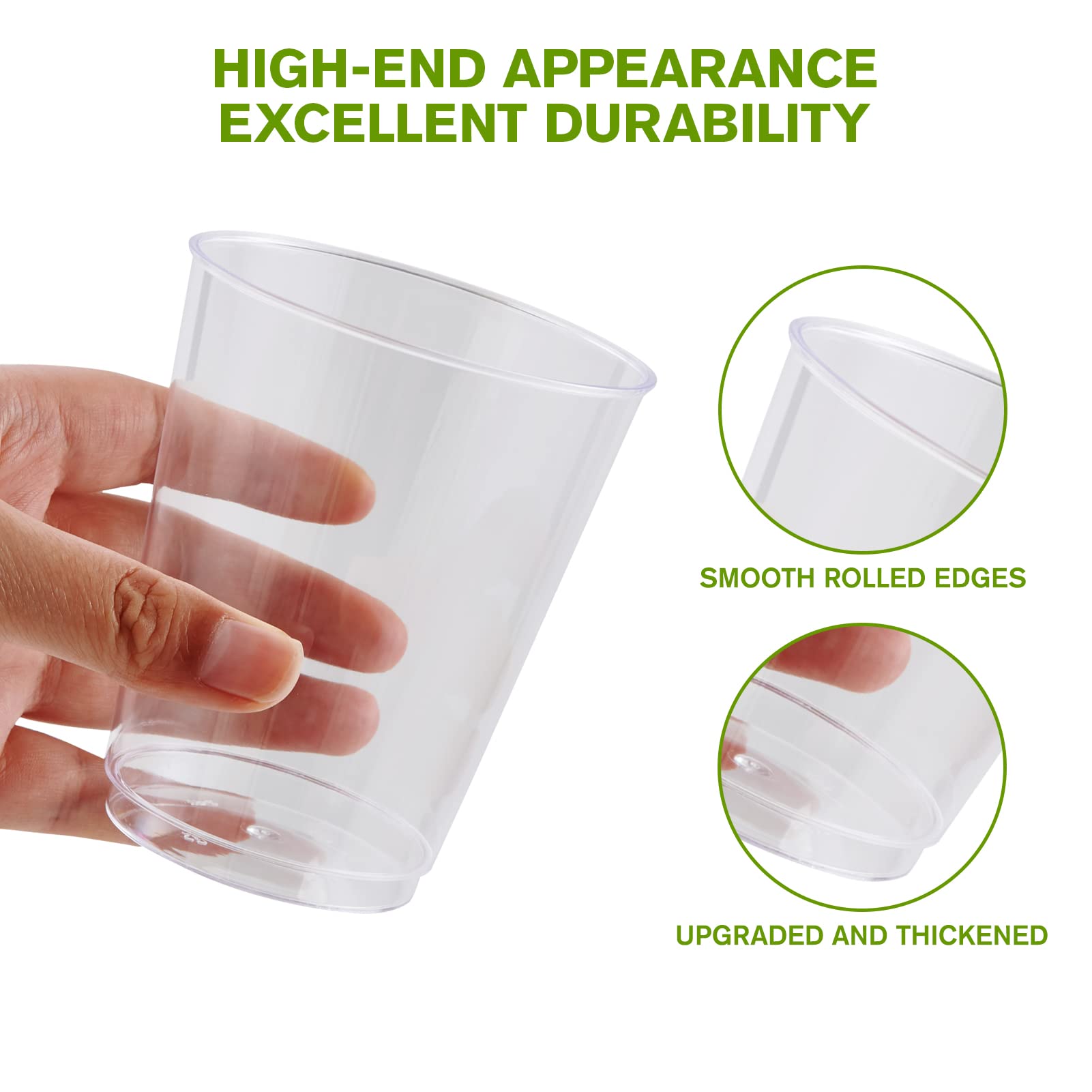 300 Pack 10oz Clear Plastic Cups - Heavy Duty Disposable Drinking Cups for Parties, Weddings, Christmas & Events - Ideal for Home, Office & Outdoor Gatherings