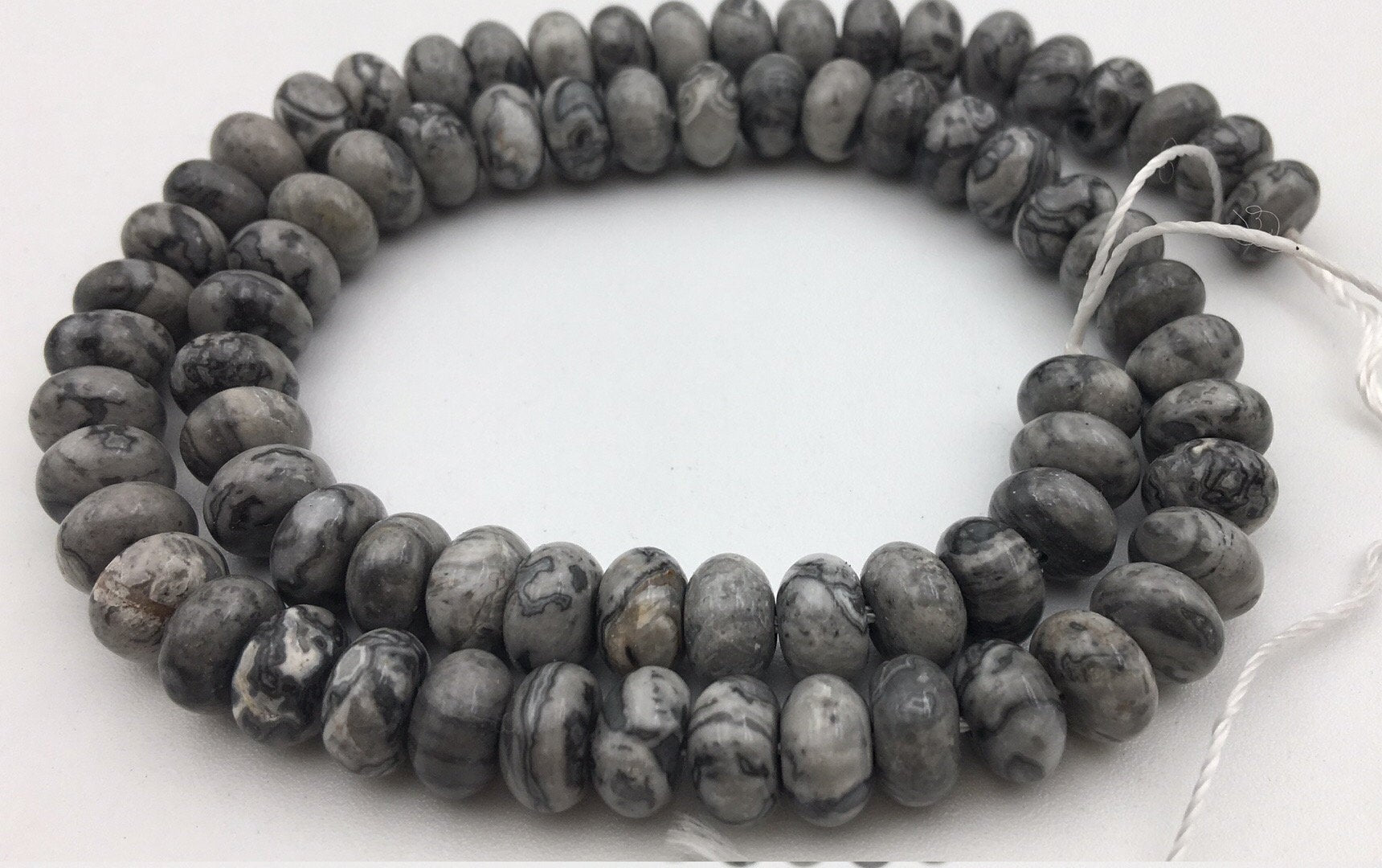 Natural Map Jasper Smooth Rondelle Beads 4x6mm 5x8mm 6x10mm - 15.5 Inch Strand for Jewelry Making, DIY Bracelets & Necklaces - Healing Stone Beads for Meditation & Spiritual Crafts