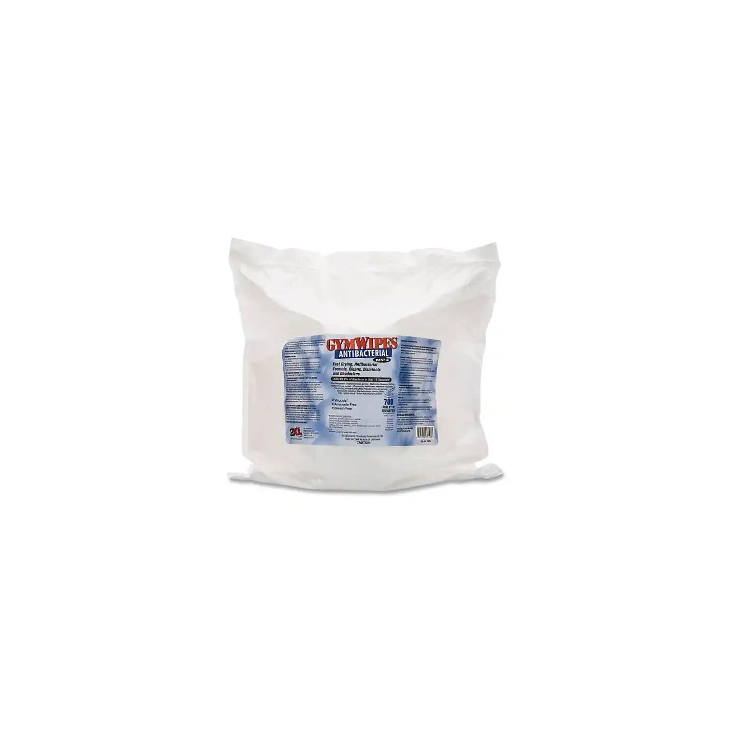 GymWipes Antibacterial Gym Wipes Fast 4 by 2XL Corporation - 4 Rolls (Pack of 4) Bucket Refill Towelettes for Gym Equipment, Yoga Mats & Fitness Gear Cleaning