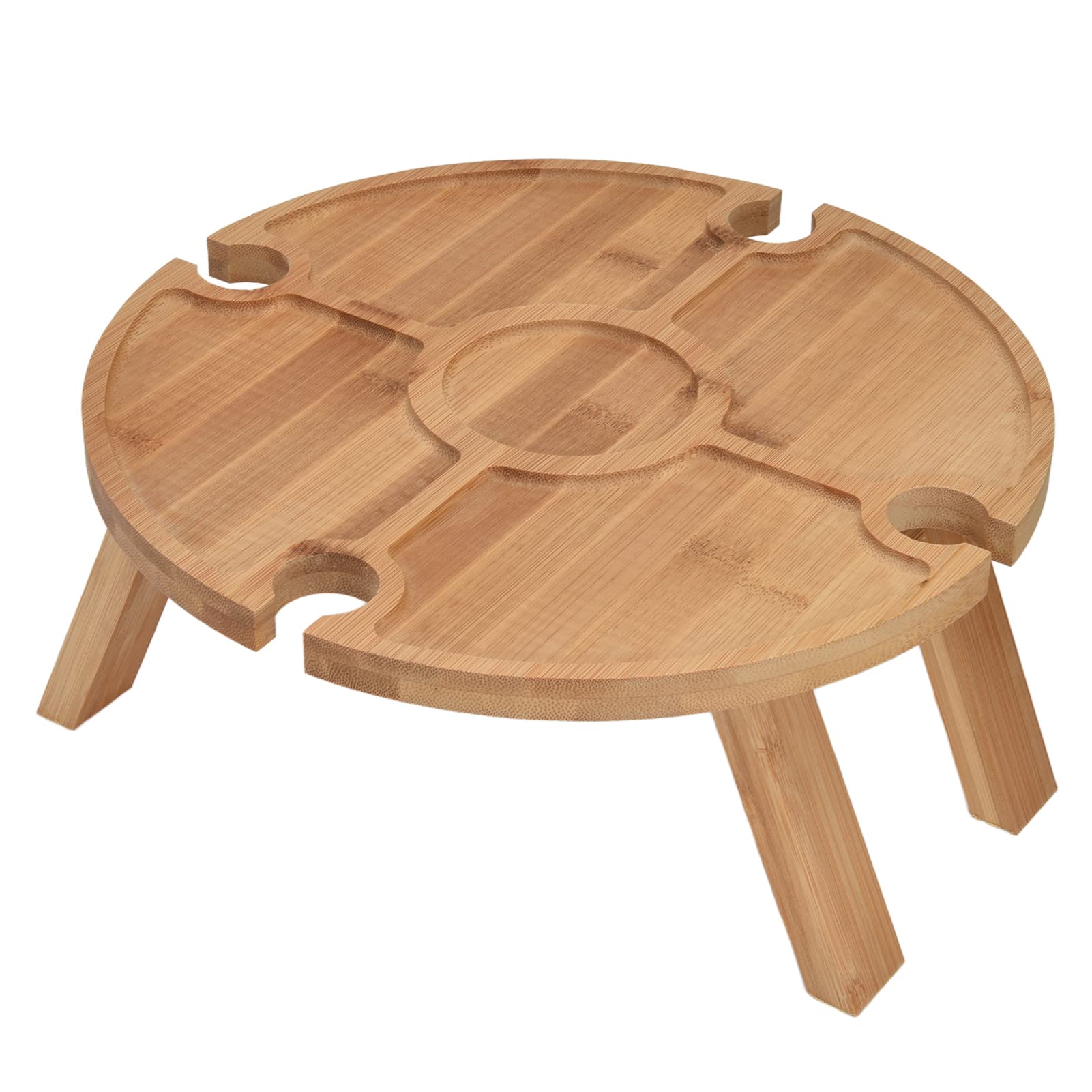 Portable Folding Wooden Picnic Table with Wine Glass Holder - 2-in-1 Outdoor Dining & Camping Table for Hiking, Backyard BBQs, Beach Parties and Patio Gatherings