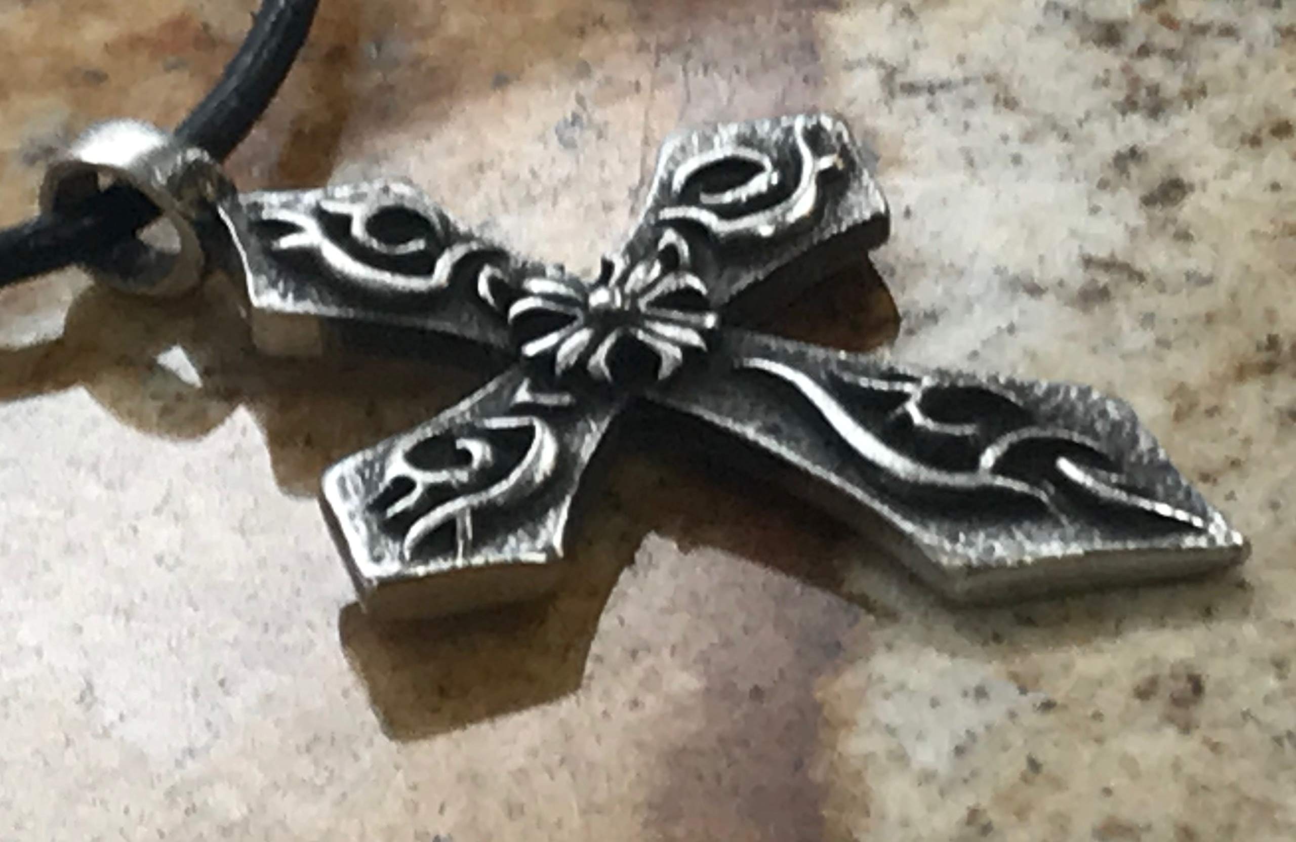 Trilogy Jewelry Pewter Flaming Cross & Iron Cross Pendant Leather Necklace for Men - Gothic Punk Style Religious Jewelry for Everyday Wear, Parties & Gifts