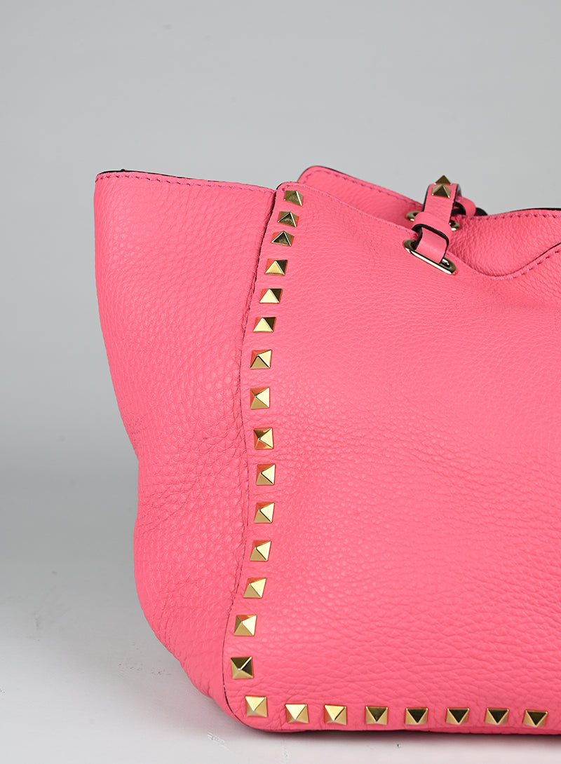 Valentino Rockstud Leather Tote Bag in Pink - Stylish Designer Handbag for Women, Perfect for Work, Travel & Everyday Use