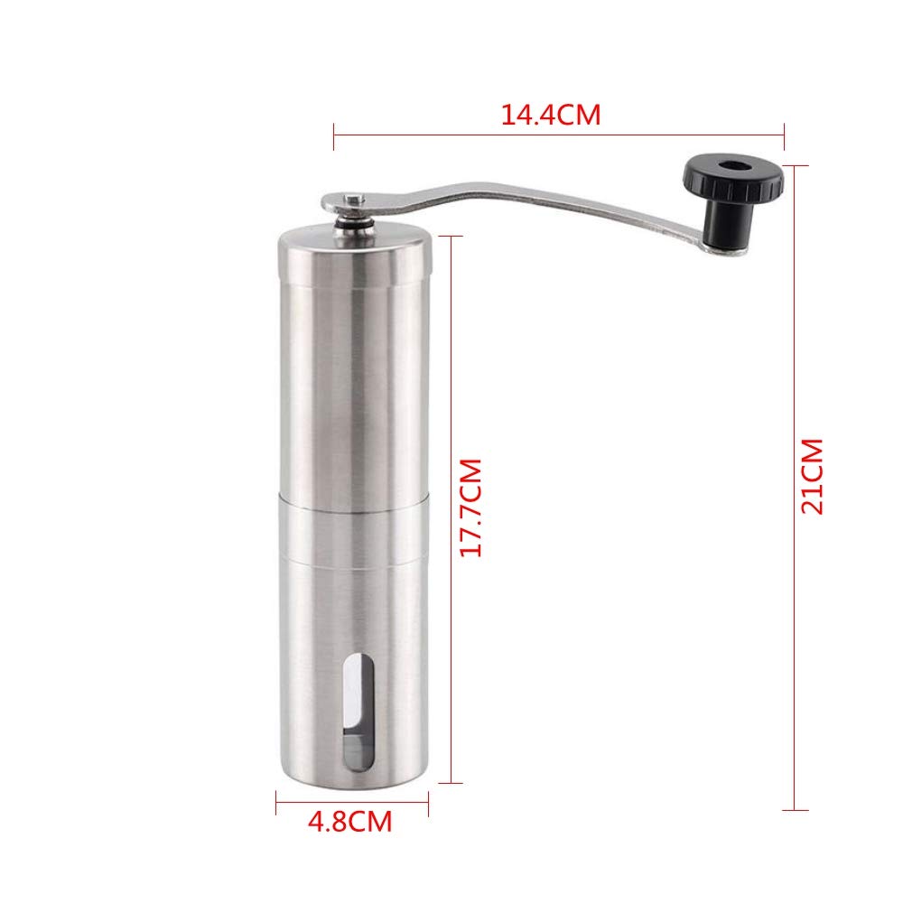 Premium Stainless Steel Manual Coffee Grinder - Portable Hand Crank Coffee Bean Mill for Espresso, French Press & Travel - Perfect for Home, Office & Camping Use