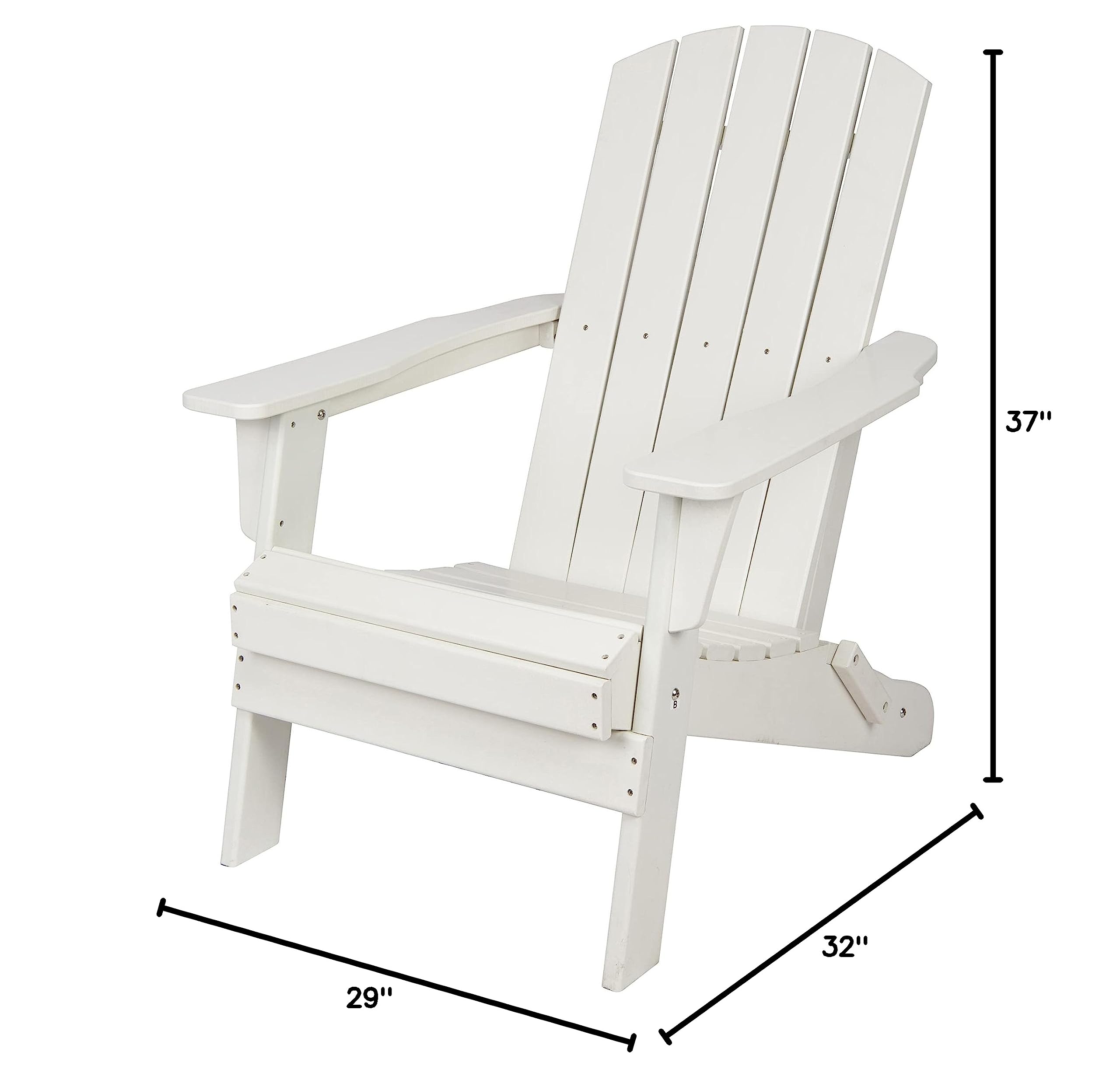 Shine Company White Weatherproof Folding Adirondack Chair for Outdoor Patio, Beach, Garden & Poolside Relaxation - Heavy Duty Resin Construction