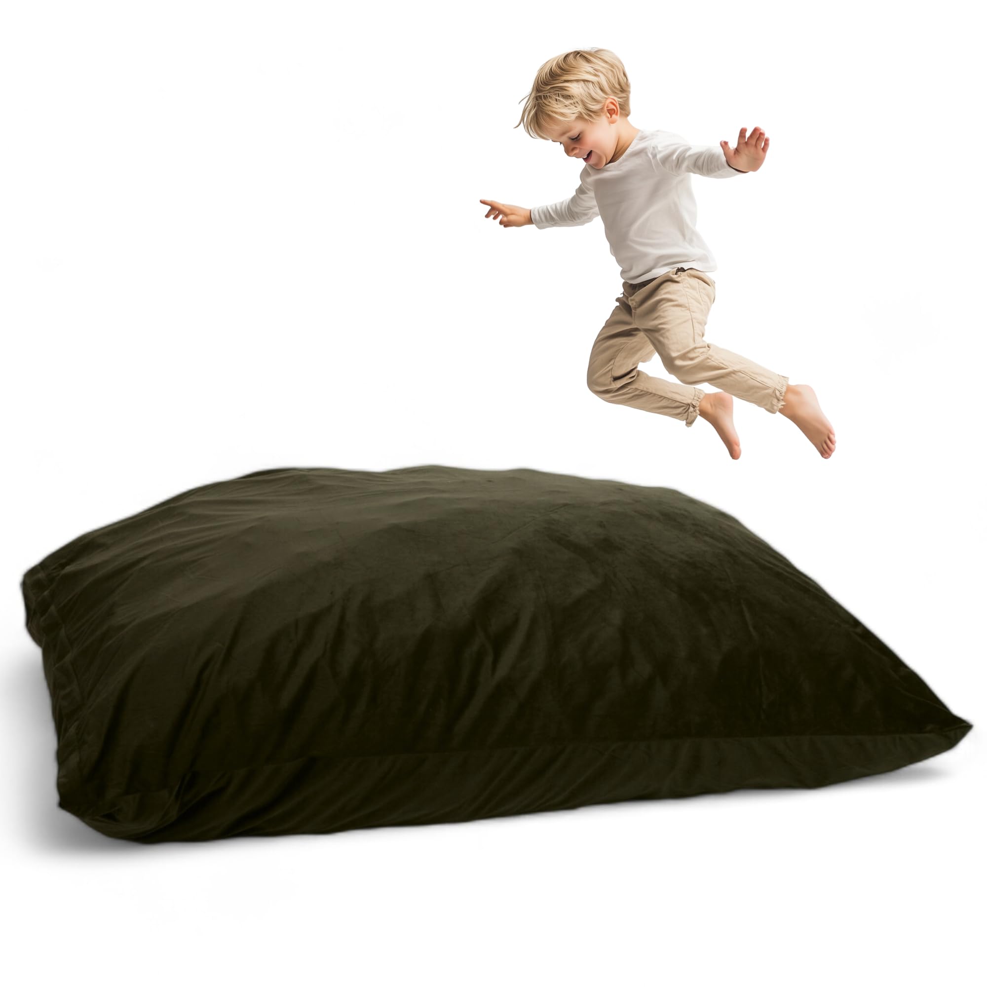 Ultimate Sack Oversized Bean Bag Chair - Large Comfy Floor Pillow for Living Room, Bedroom & Game Room | Suede Lounge Sofa Loveseat Furniture in Olive Green | Perfect for Movie Nights, Gaming & Relaxation