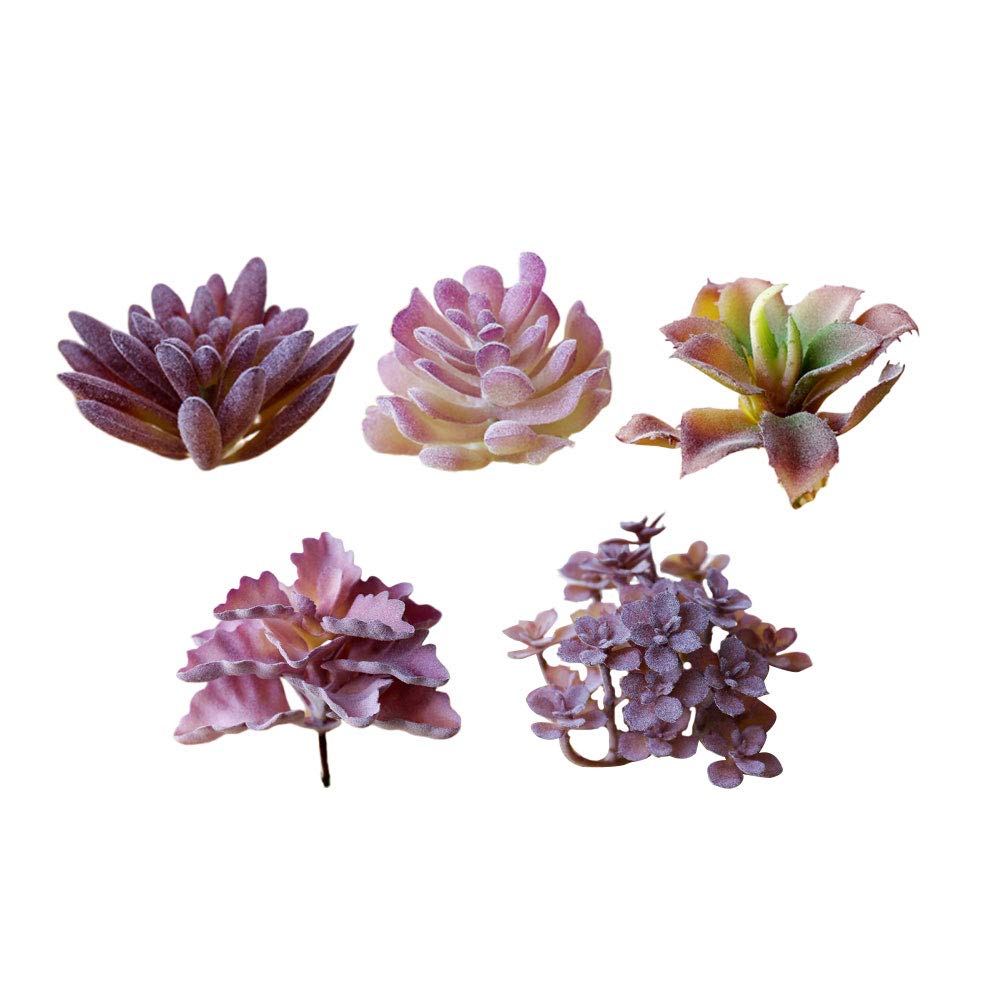 VICASKY 5 Pack Realistic Artificial Succulent Plants - Flocked Faux Succulent Flower Heads for Home Decor, Wedding Centerpieces, Office Desk & DIY Crafts