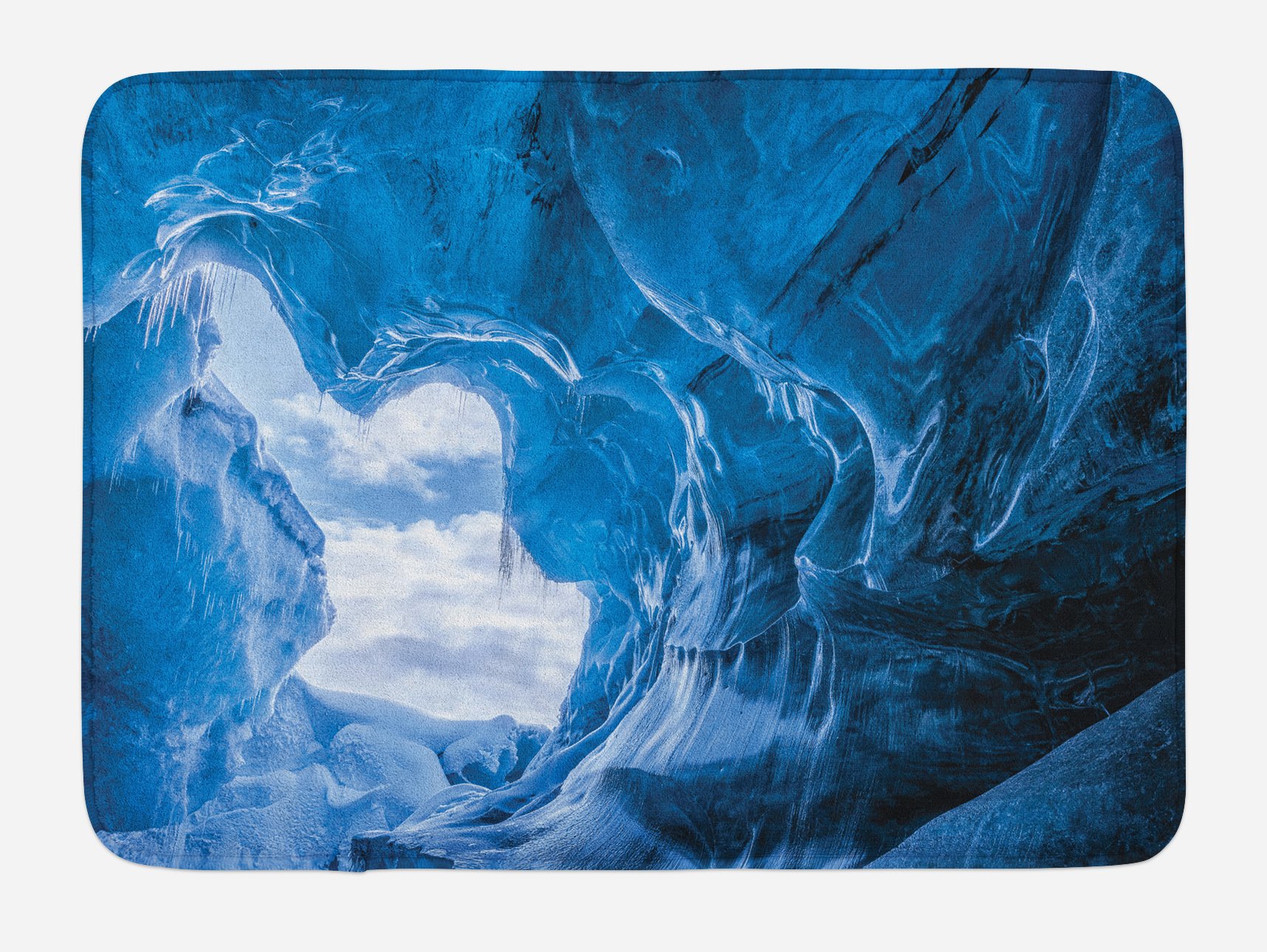 Ambesonne Non-Slip Plush Bath Mat - Glacier Cave Design Inspired by Iceland's Natural Wonders, 30.2