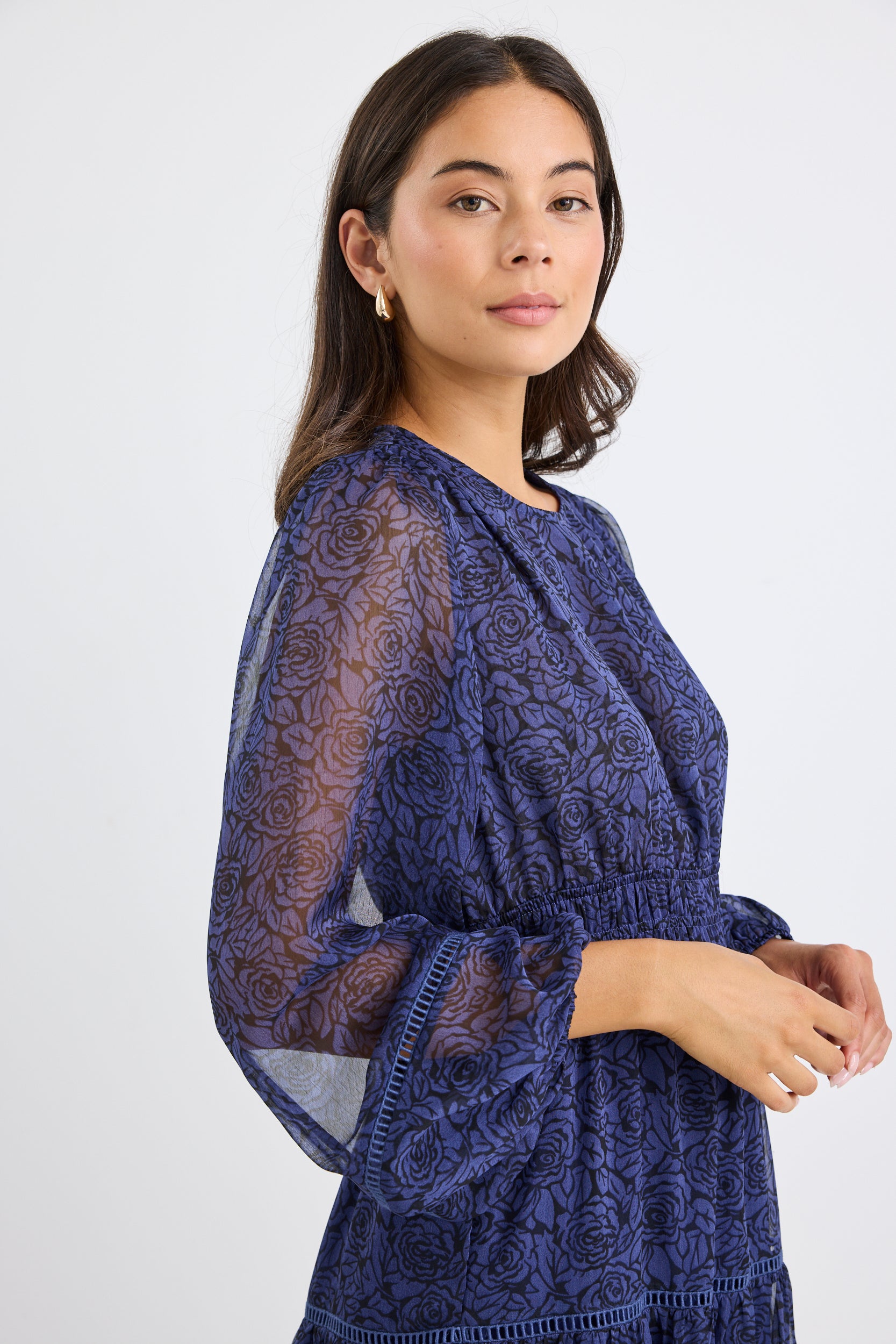 Elegant Black Floral Balloon Sleeve Maxi Dress for Women - Perfect for Beach Vacations, Summer Parties & Boho Photoshoots