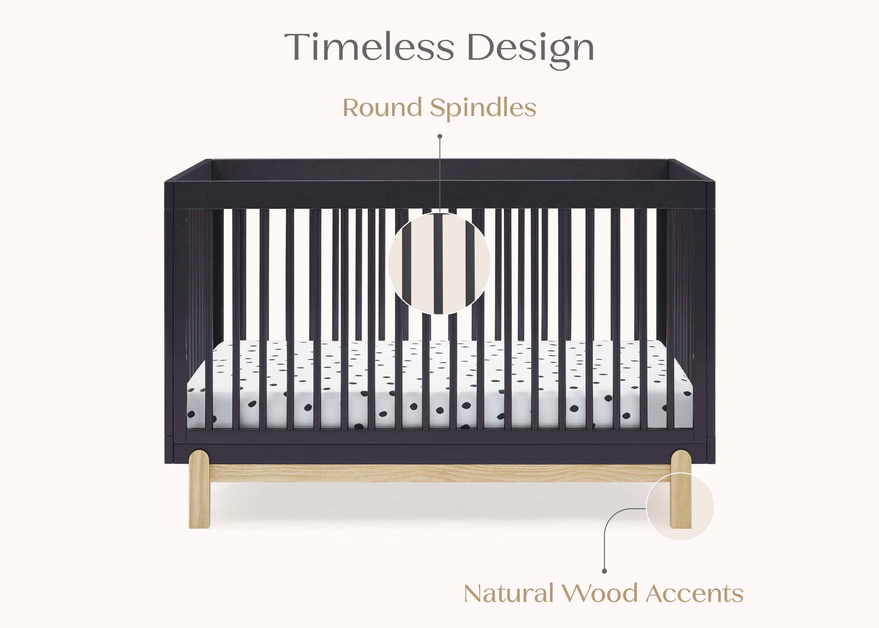 Poppy 4-in-1 Convertible Baby Crib - Toddler Bed, Daybed & Full-Size Bed | Safe & Stylish Nursery Furniture for Newborns to Teens | Perfect for Bedrooms, Daycare & Guest Rooms