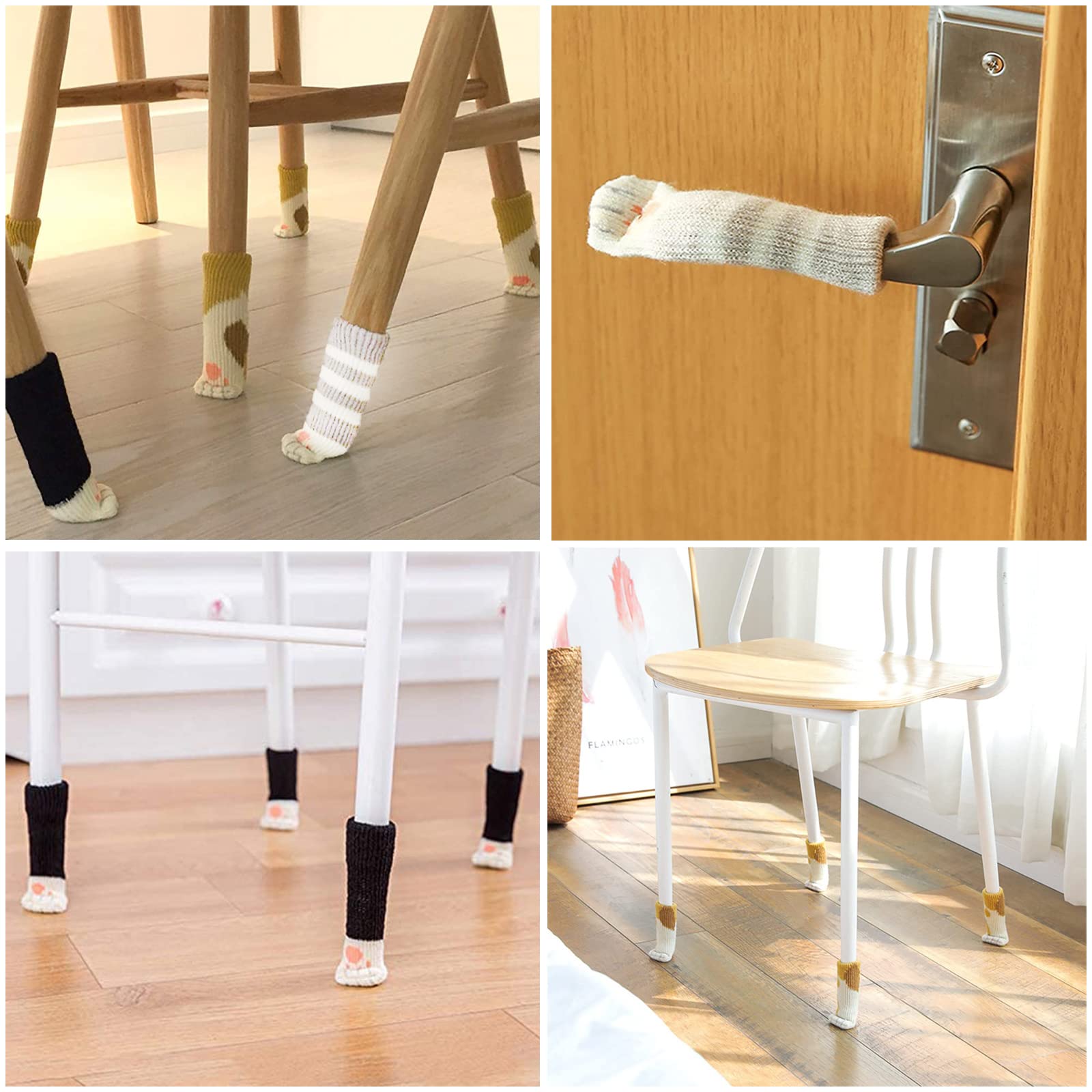 CLDURHGE 20-Piece Cat Paw Chair Socks - Cartoon Non-Slip Furniture Protectors, Elastic Table Leg Covers for Desk, Sofa, Bed & Wardrobe (5 Sets) - Perfect for Home & Office Noise Reduction & Floor Protection