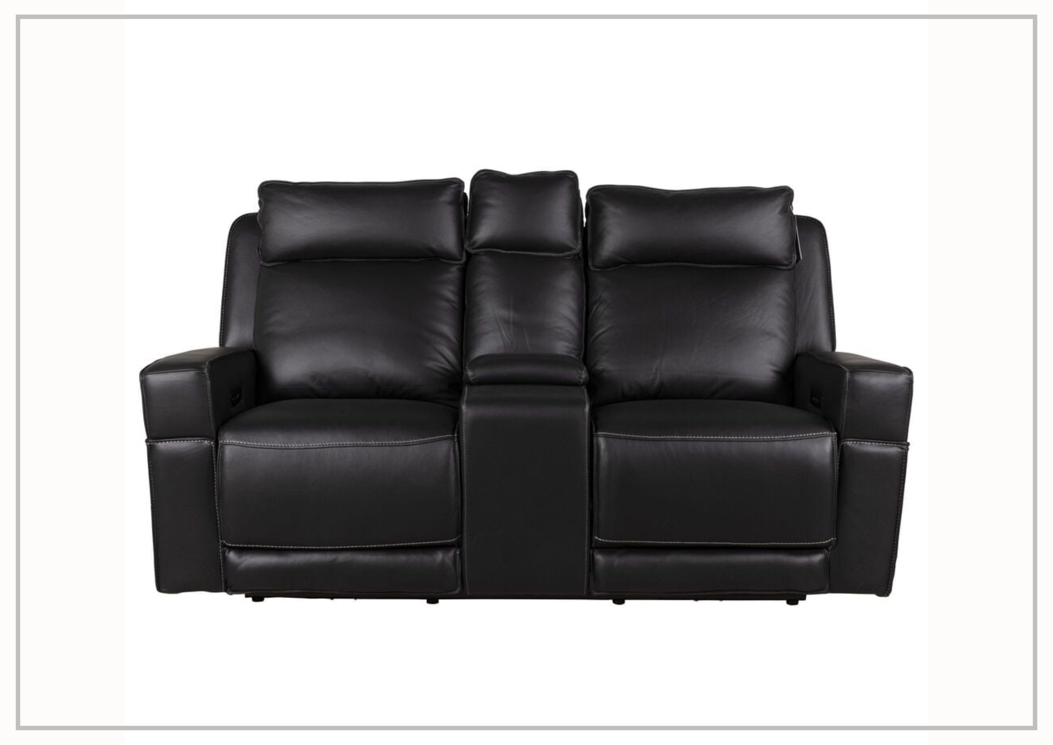 Gio Italia Home Vault Power Reclining Leather Loveseat in Black - Modern Electric Recliner Sofa for Living Room, Home Theater & Small Spaces