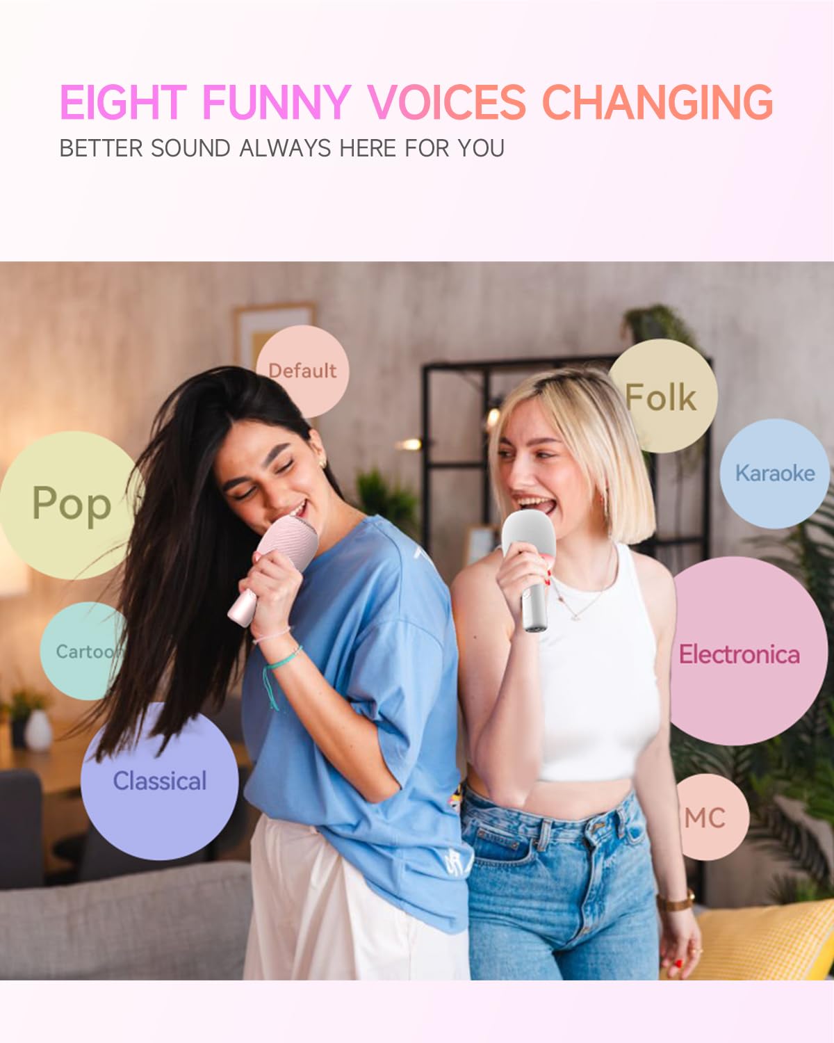 5-in-1 Wireless Bluetooth Karaoke Microphone with Dynamic Lights - Portable Handheld Mic for iPhone, Android | Perfect for Car Singing, Home Parties, Music Recording & Duet Performances (White) - Ideal Gift for Kids & Adults