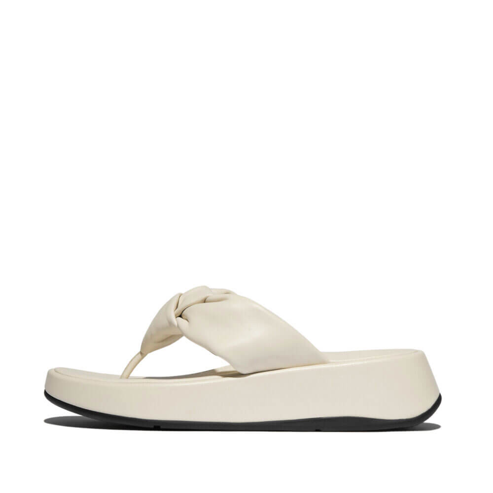 FitFlop F Mode Knot Soft Leather Toe Post Flatform Sandals for Women - Comfortable Walking Shoes, Paris Beige | Perfect for Summer Outfits, Beach Vacations & Casual Wear