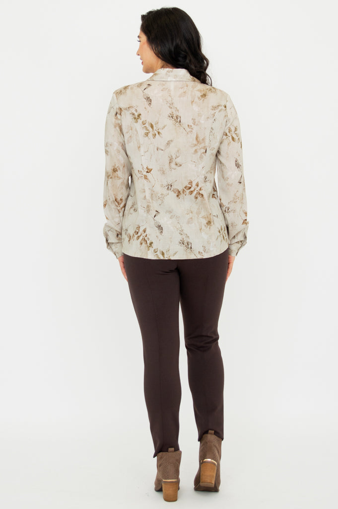 Linzy Blouse - Elegant Castle Print Linen Bamboo Blend Top for Women | Perfect for Summer Outfits, Office Wear & Casual Dates