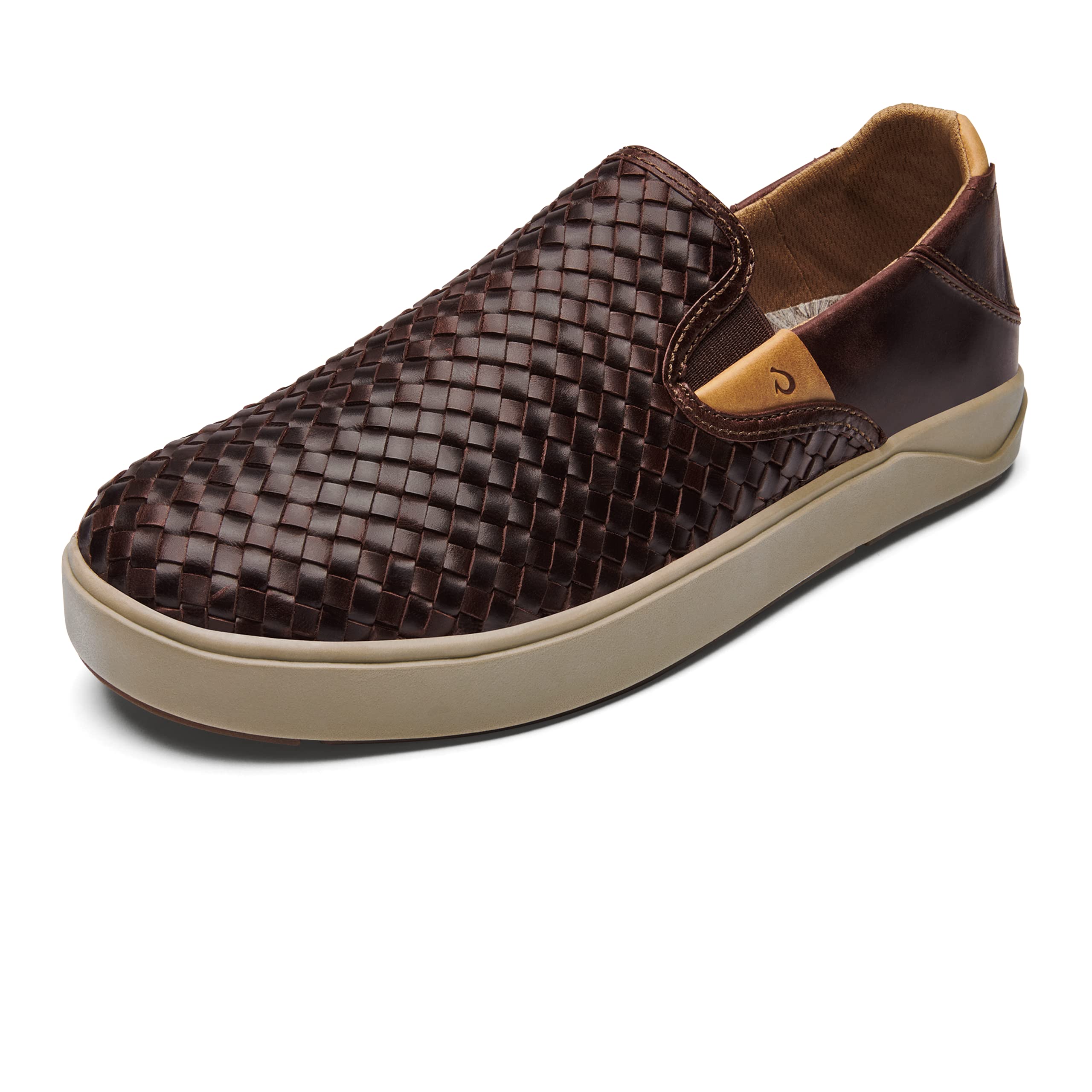 OLUKAI Lae'ahi Lauhala Men's Slip On Sneakers - Premium Leather Comfort Shoes with Drop-in Heel & Breathable Lining | All-Day Comfort for Walking, Travel & Casual Wear