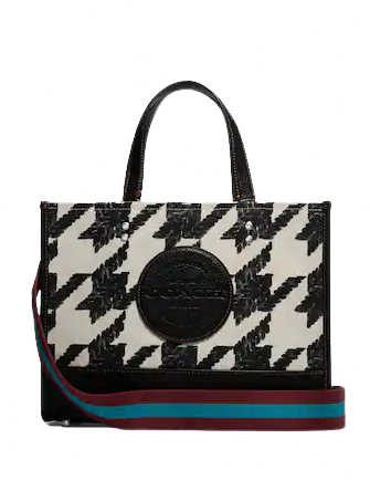 Coach Dempsey Carryall Tote Bag - Stylish Houndstooth Print & Signature Patch Design - Perfect for Work, Travel & Everyday Use