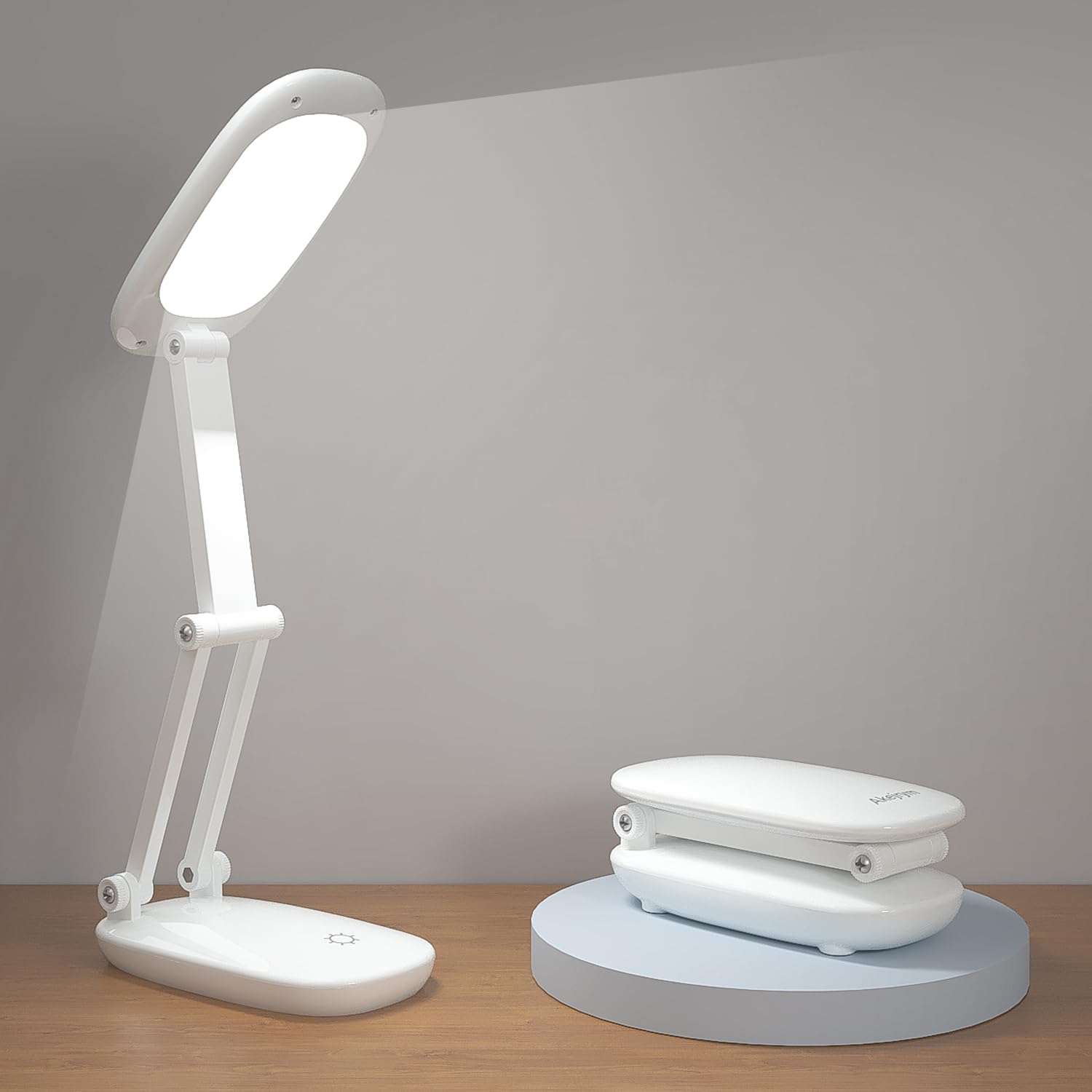 Rechargeable LED Desk Lamp with 3 Brightness Levels - Foldable & Portable Wireless Reading Light for Office, Home, Study - Battery Operated Small Desk Lamp with 2-Fold Bracket (White) | Perfect for Night Reading, Working, and Travel Use