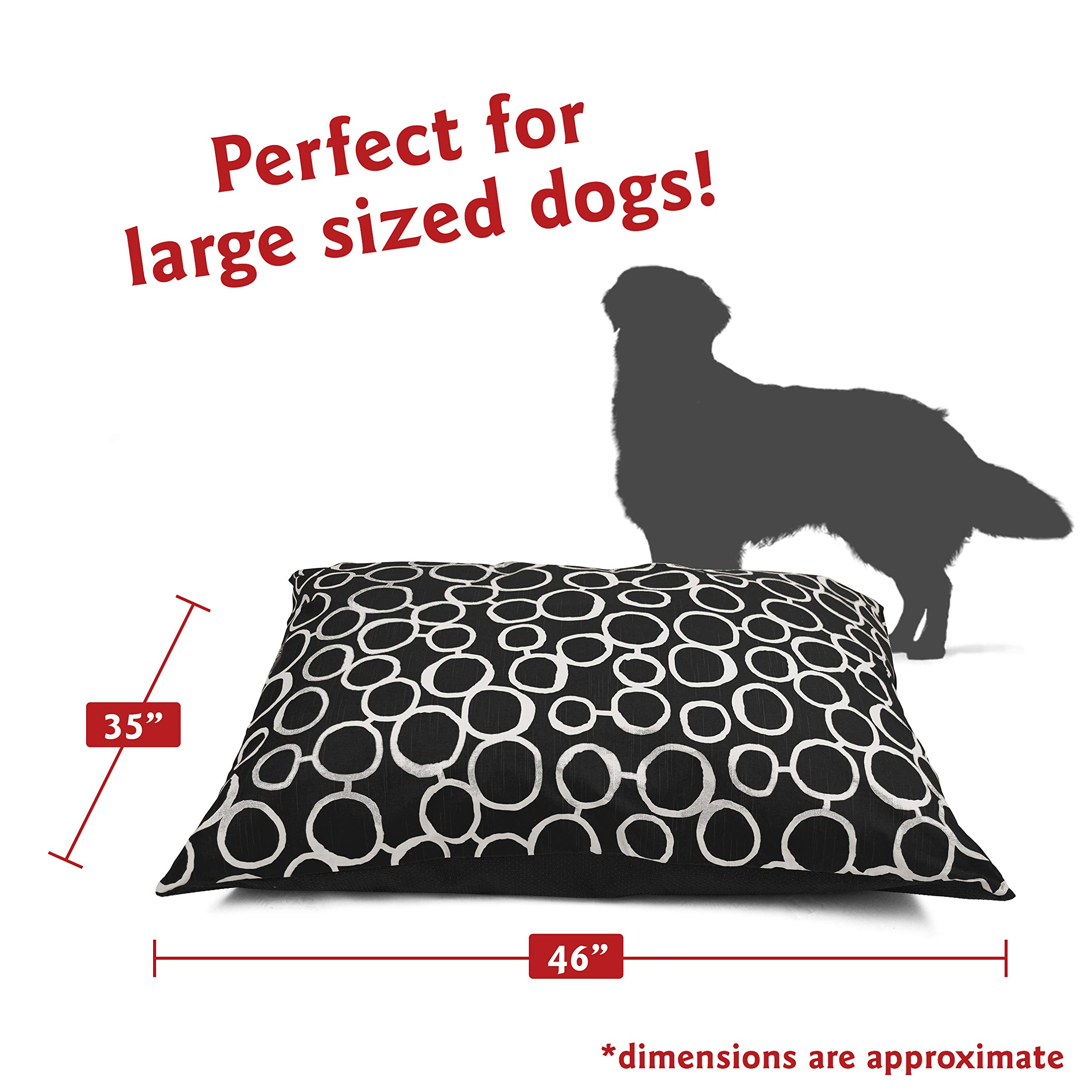 Majestic Pet Large Washable Non-Slip Dog Bed - 46x35 Inch Rectangle Orthopedic Crate Mat for Large Breed Dogs - Super Soft Comfort Kennel Bed with Pillow Support (Fusion Black) - Perfect for Home, Crate & Travel Use