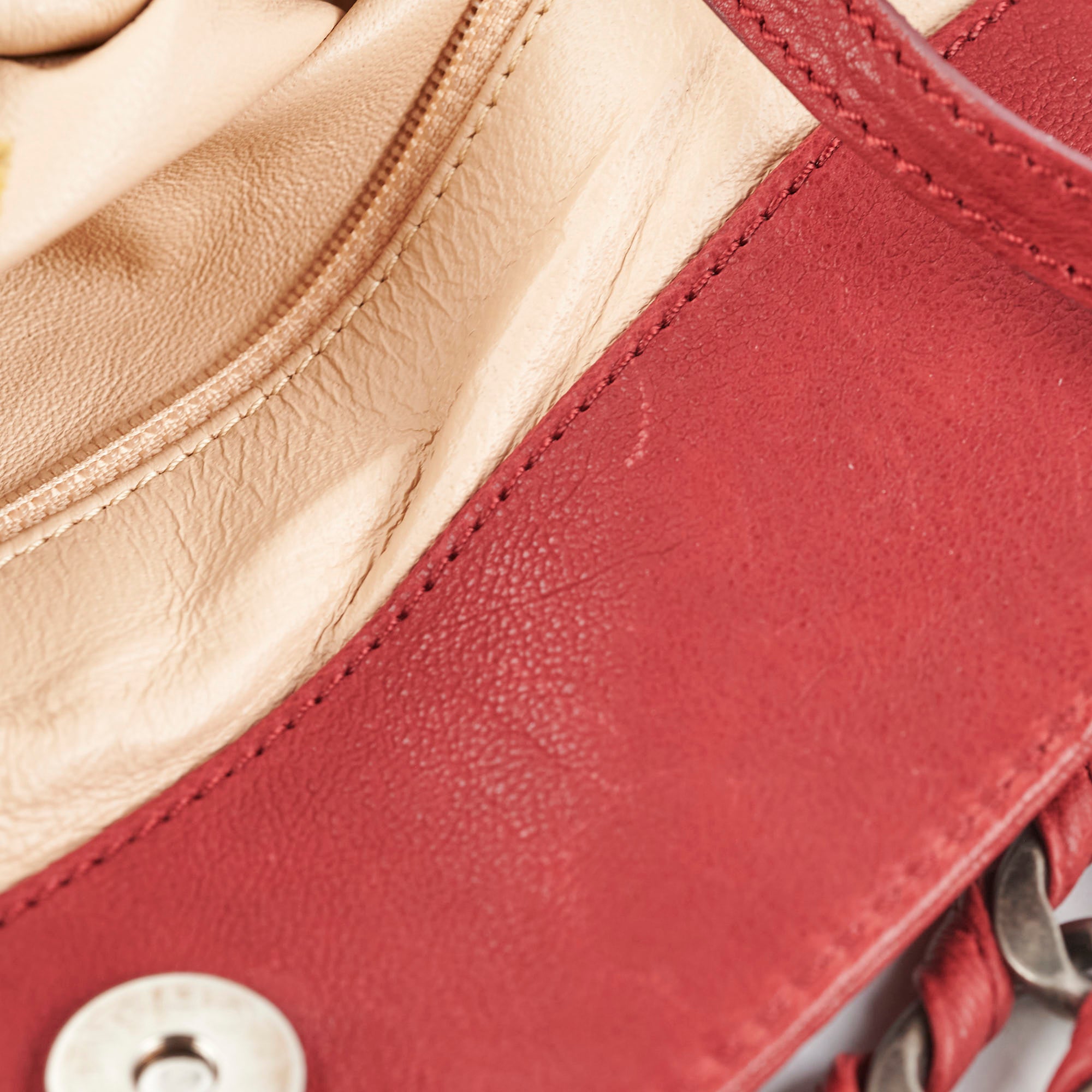 Chanel CC Chain Leather Tote Bag - Genuine Leather Luxury Handbag for Women, Red | Perfect for Work, Travel & Everyday Use