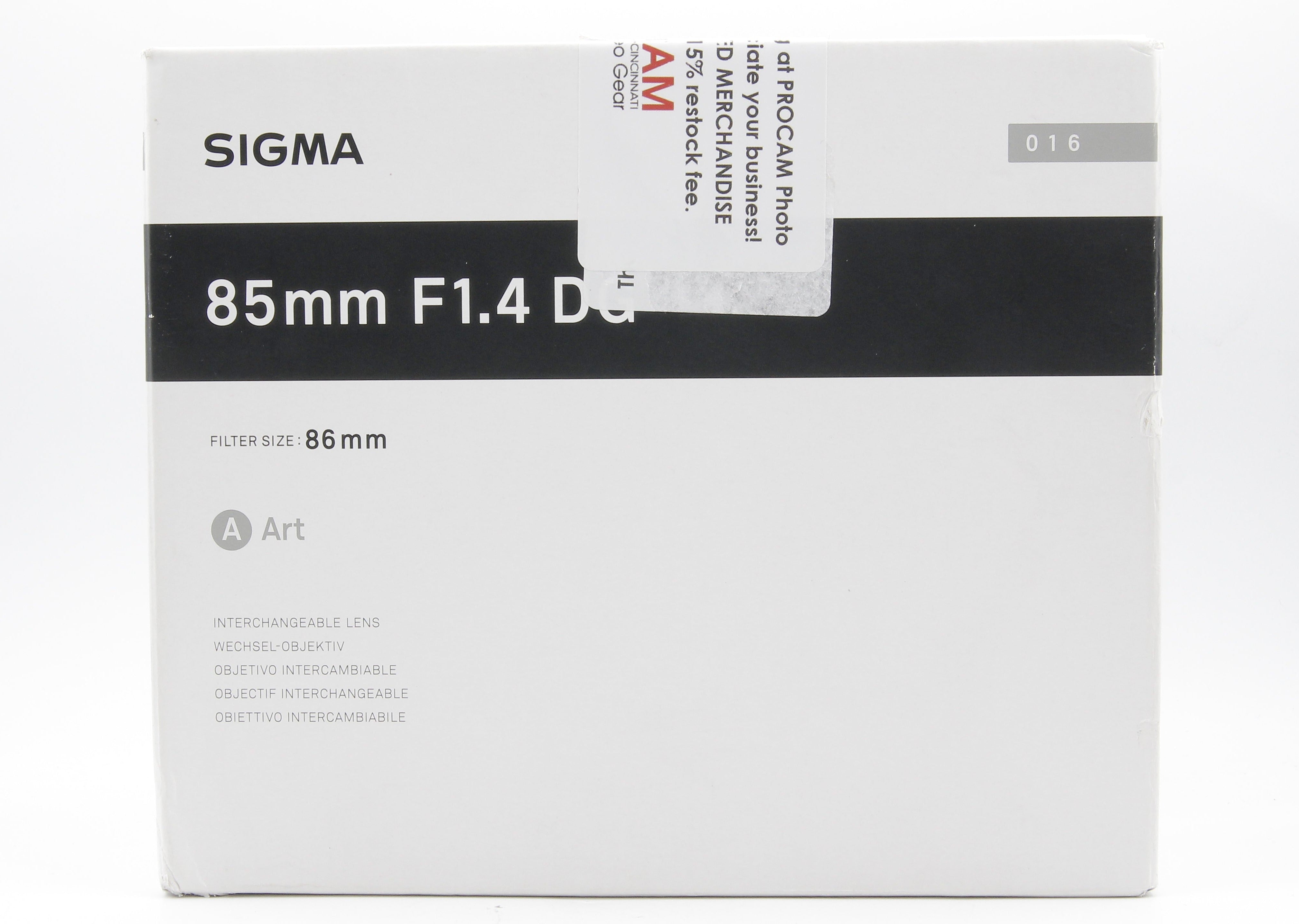 Sigma 85mm f/1.4 DG HSM Art Lens for Leica L Mount - Excellent Open Box Condition - Perfect for Portrait & Low Light Photography