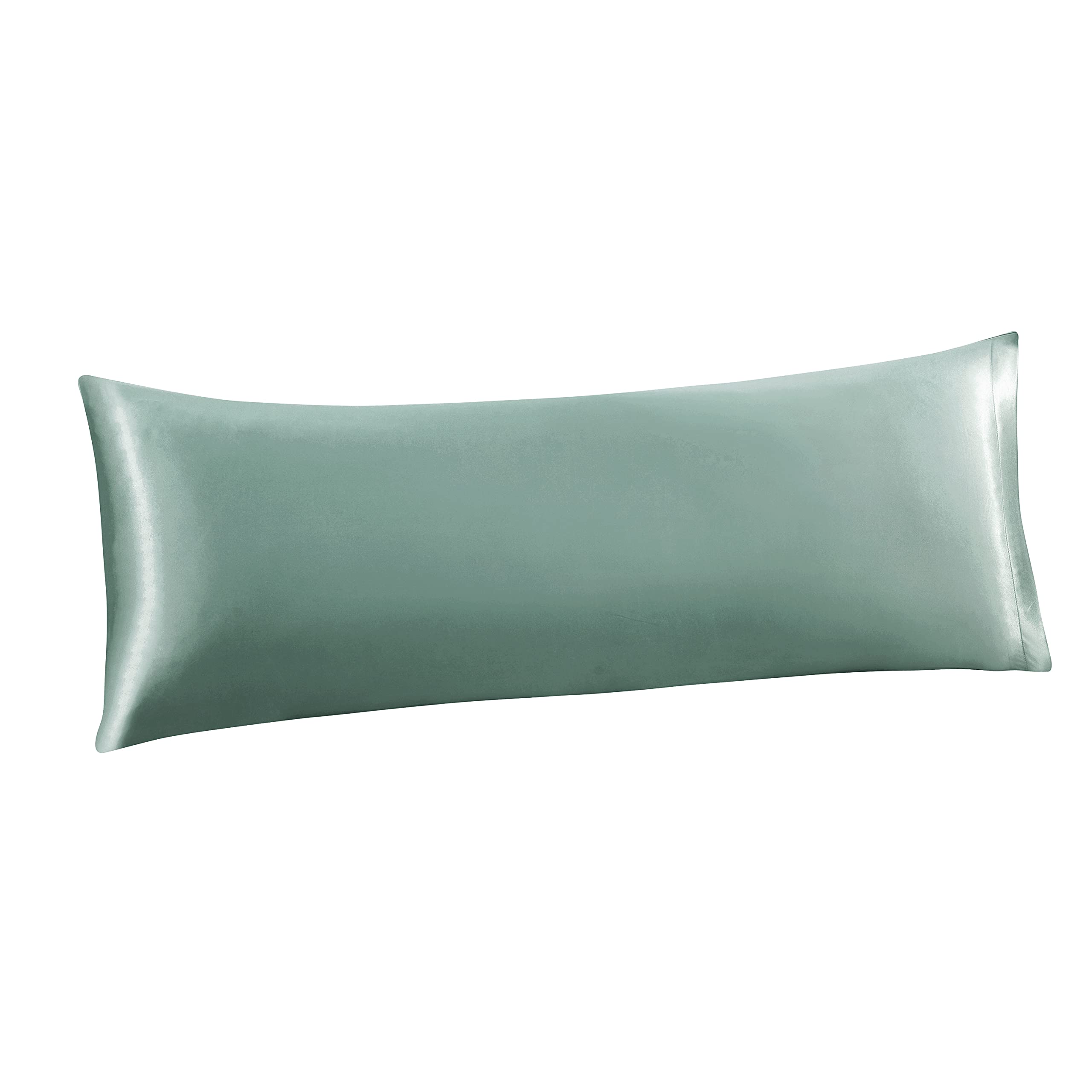 Sage Green Satin Pillowcase 20x54 - Cooling Body Pillow Cover for Hair & Skin Care - Soft Silky Pillow Case with Envelope Closure - Perfect for Side Sleepers, Hot Sleepers & Beauty Routines