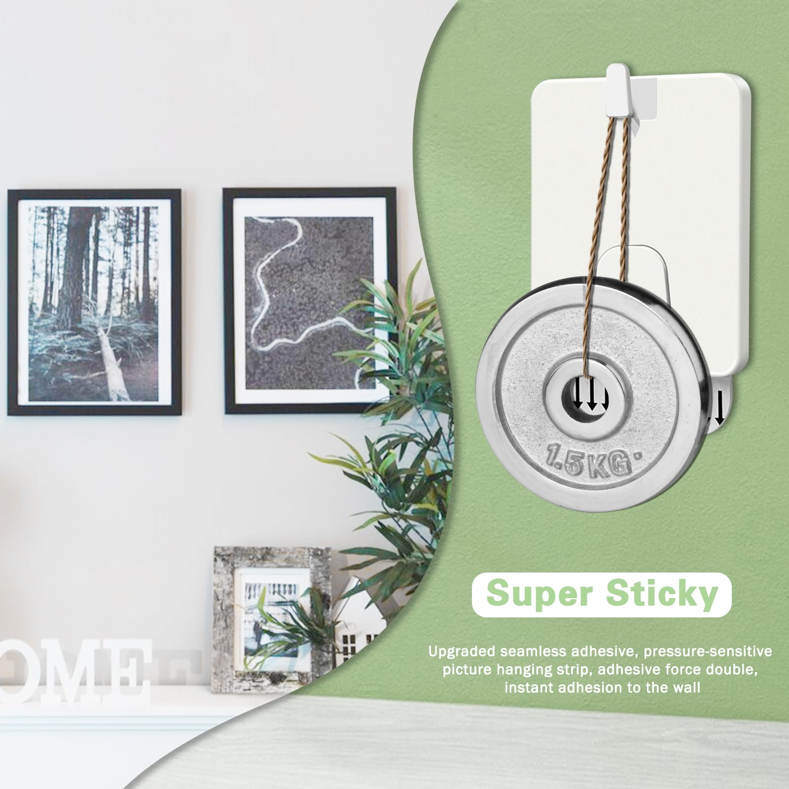 No Nail Picture Hangers for Frames - Damage-Free Adhesive Hooks for Sawtooth/Wire Back Frames, Wall Art & Photo Hanging - Perfect for Home, Office & Gallery Decor
