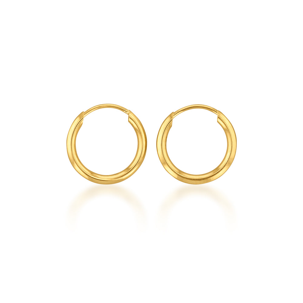 9ct Gold 11mm Plain Sleeper Earrings for Women - Hypoallergenic Comfort Sleep Earrings for Everyday Wear & Nighttime Comfort