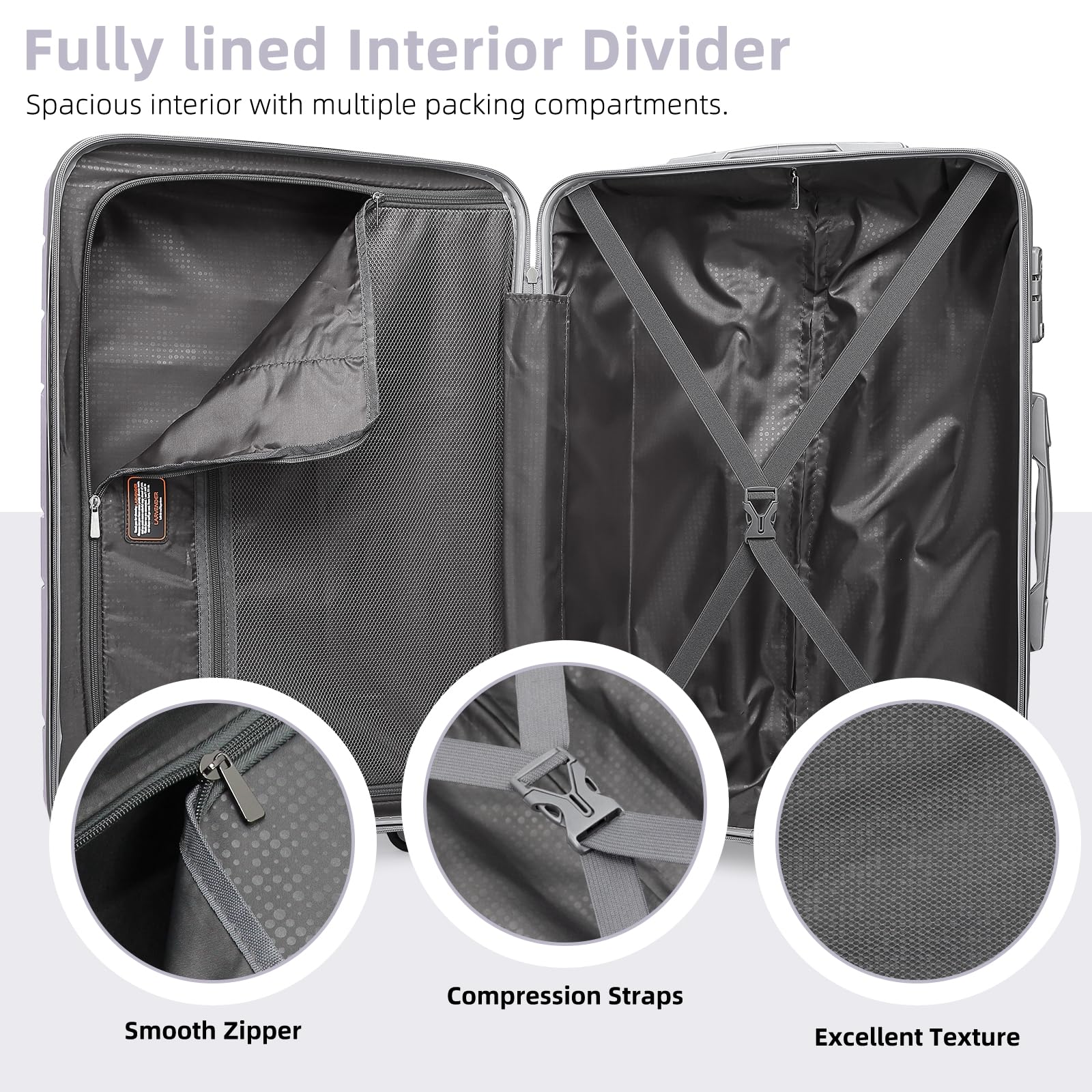 **Lavender 20-Inch Hard Shell Carry-On Luggage for Women – 3-Piece Set with Spinner Wheels & TSA Lock, Airline Approved (22x14x9 Inches) – Perfect for Business Trips, Weekend Getaways & Air Travel**