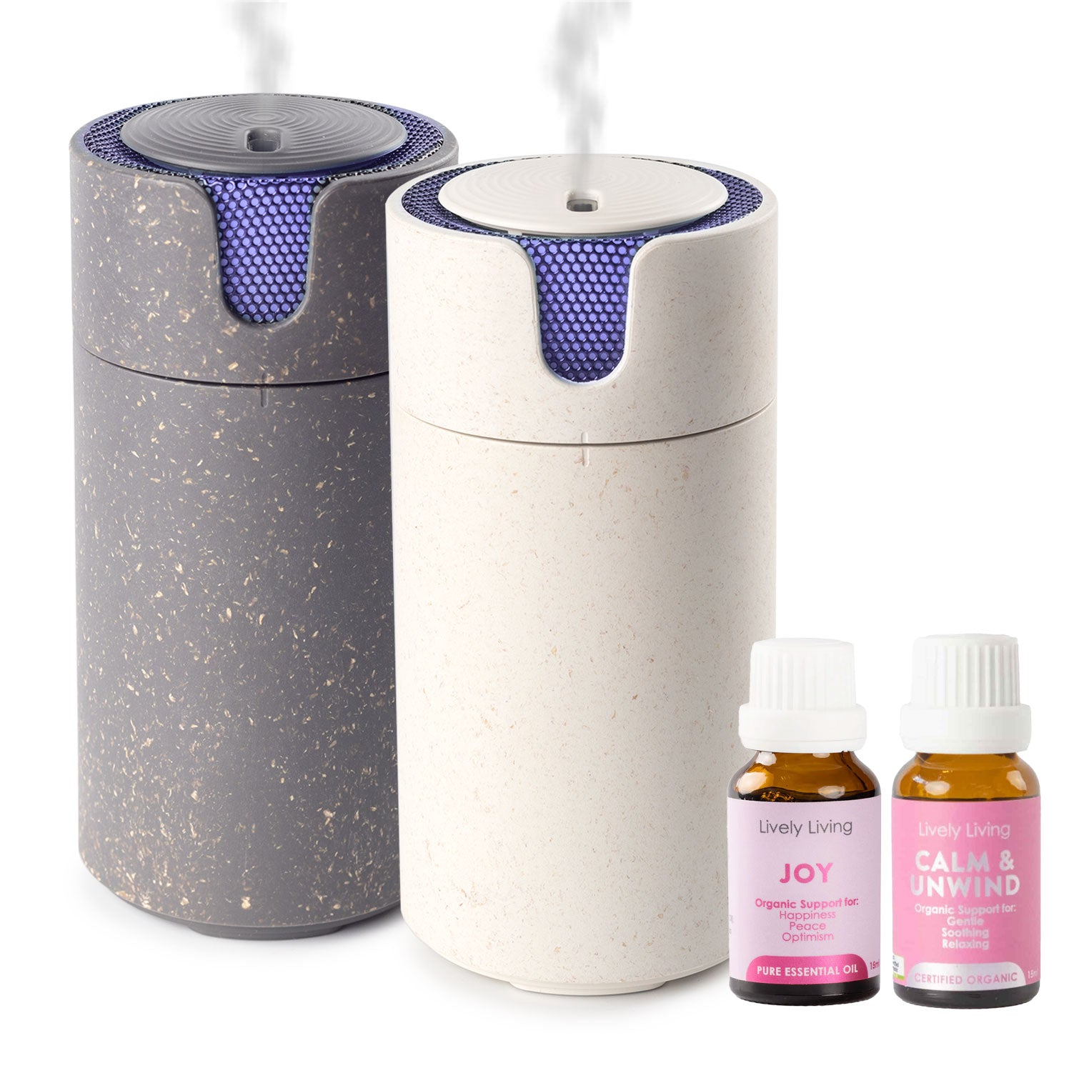 Aroma Recharge Cordless Essential Oil Diffuser with 2 Free Oils - Perfect for Home, Office, Yoga & Spa Relaxation