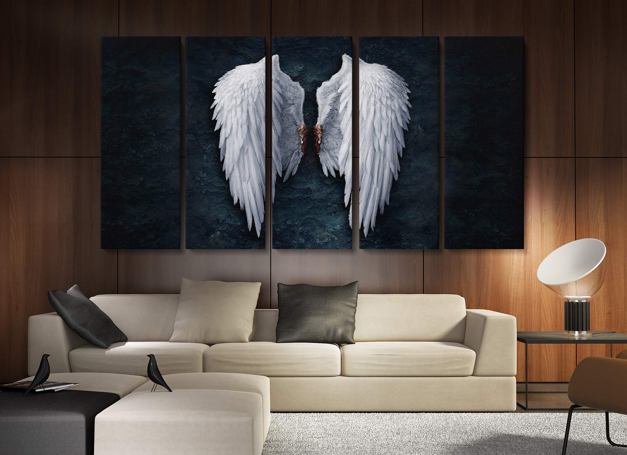 Banksy Angel Wings Graffiti Canvas Art Set - 5 Piece Wall Decor for Living Room, Bedroom & Office | Urban Street Art Home Decor | Perfect Gift for Art Lovers