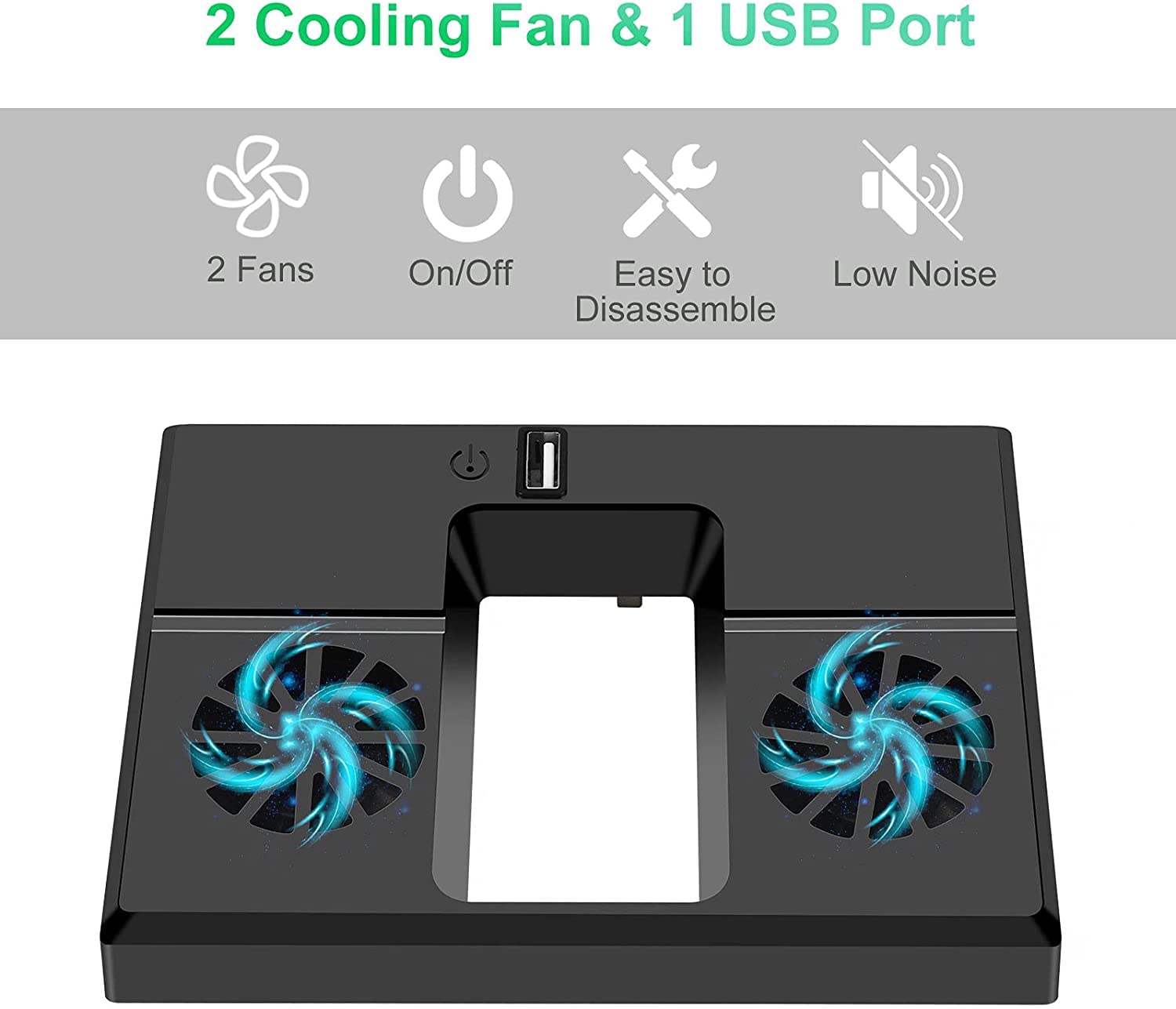 Linkstyle Vertical Cooling Stand with Dual Fans for Xbox Series X - USB Powered Cooling System with Extra USB Port - Perfect for Gaming, Streaming & Long Play Sessions