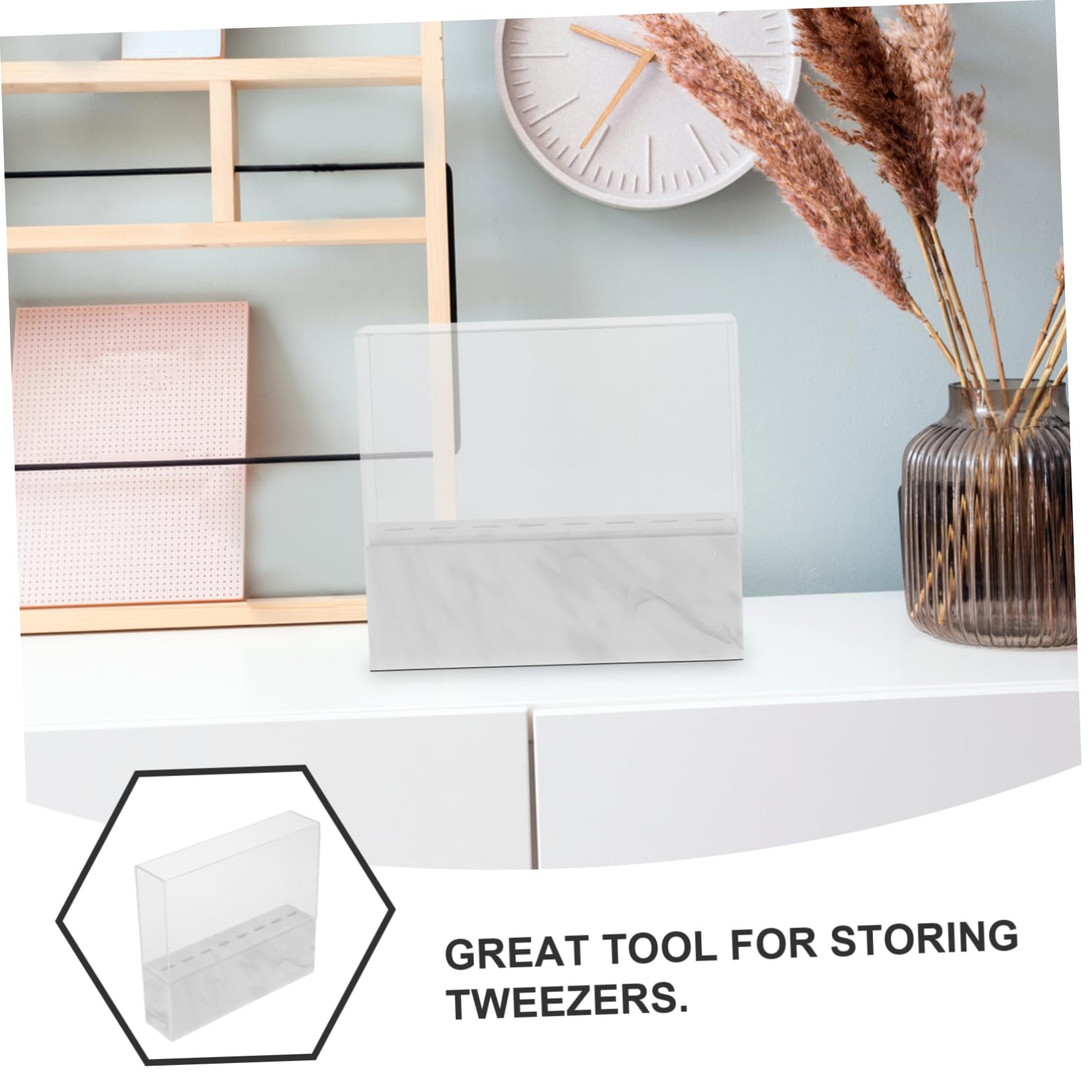Premium Marble Pattern Acrylic Tweezers Holder - 8 Slot Organizer for Eyelash Extensions Tools | Perfect for Salon, Spa & Home Beauty Stations