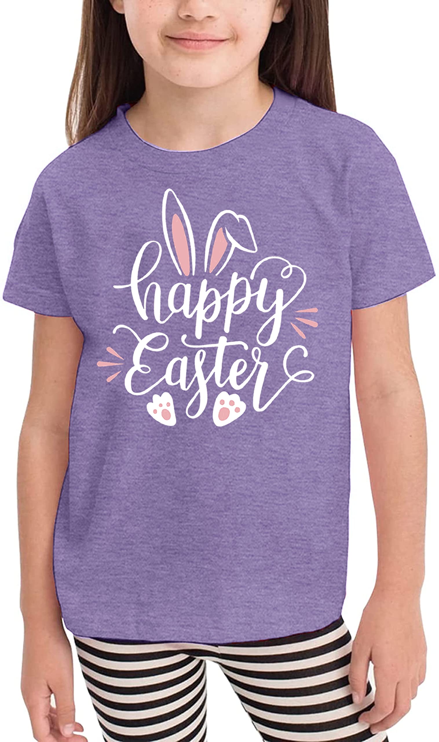 Happy Easter Bunny Rabbit Graphic T-Shirt for Toddler Boys & Girls - Cute Easter Egg Letter Print Tee for Kids - Perfect for Easter Egg Hunts, Spring Parties & Family Photos