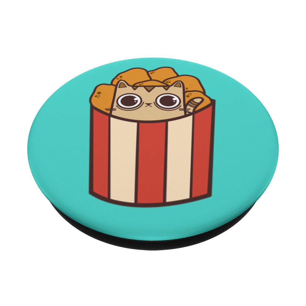 Fudo Cats Kawaii Cute Chicken Nuggets Cat PopSockets PopGrip - Swappable Phone & Tablet Stand with Grip - Perfect for iPhone, Samsung & iPad - Great for Work, Travel & Selfies