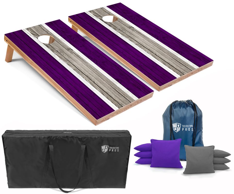 Premium LED Cornhole Board Set with Striped Design & Built-in Multicolor Lights - 4'x2' Regulation Size, Includes 8 Bean Bags & Carrying Case - Perfect for Tailgating, Backyard Parties, and Outdoor Game Nights