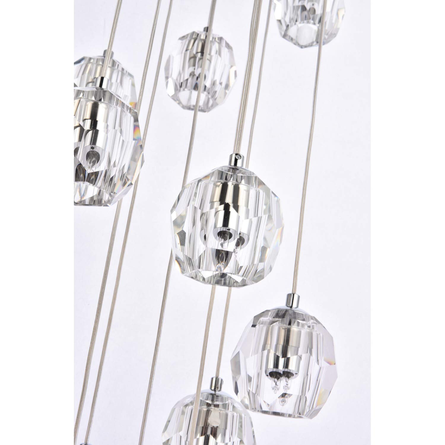 Eren 18-Light Chrome Pendant Lighting Fixture - Modern Ceiling Chandelier for Dining Room, Living Room & Bedroom Decor