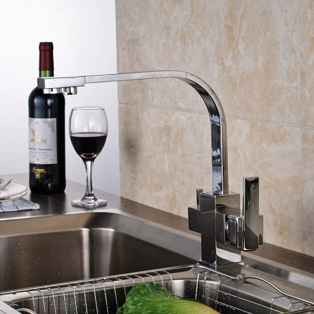 Bright Chrome Kitchen Faucet with Pure Water Spout - Single Hole Deck Mounted Vessel Sink Mixer Tap for Drinking Water | Perfect for Modern Kitchens, Bar Sinks & RVs
