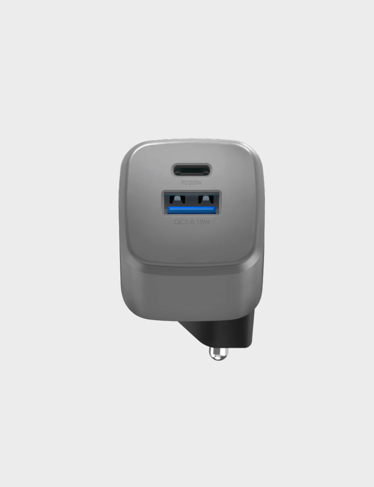 AmpCharge GaN20 EU Fast Charger - 20W USB-C Wall Charger with GaN Technology for iPhone, Samsung, iPad - Compact & Powerful Charging for Home, Office, Travel