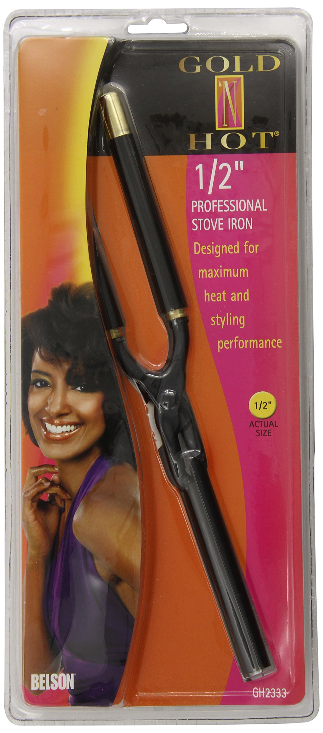 Gold 'N Hot Professional Stove Iron - 1/2 Inch Ceramic Flat Iron for Hair Styling, Perfect for Straightening, Curling & Smoothing at Home or Salon