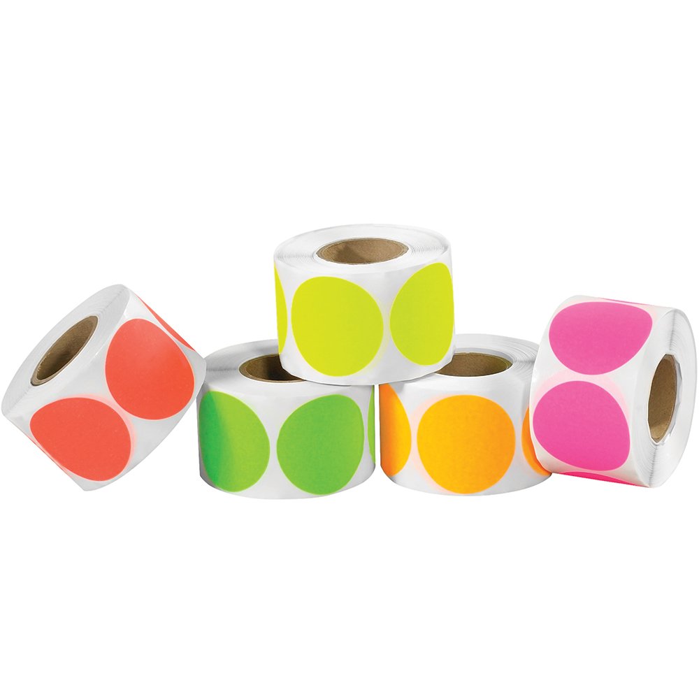 Tape Logic 2-Inch Fluorescent Inventory Circles - Bright Color-Coding Labels for Warehouse Organization & Retail Stock Management