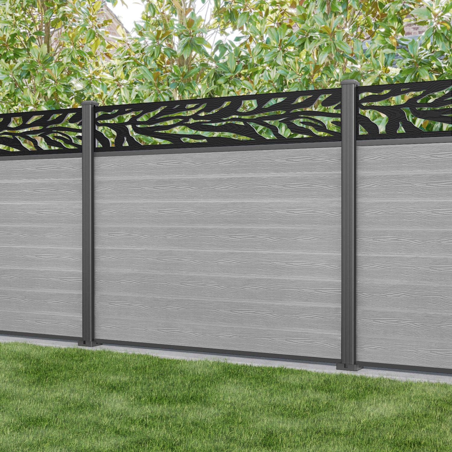 Classic Malawi Fence Panel Light Grey - Durable Aluminum Posts for Garden, Yard & Pool Fencing - Outdoor Privacy & Security Solution