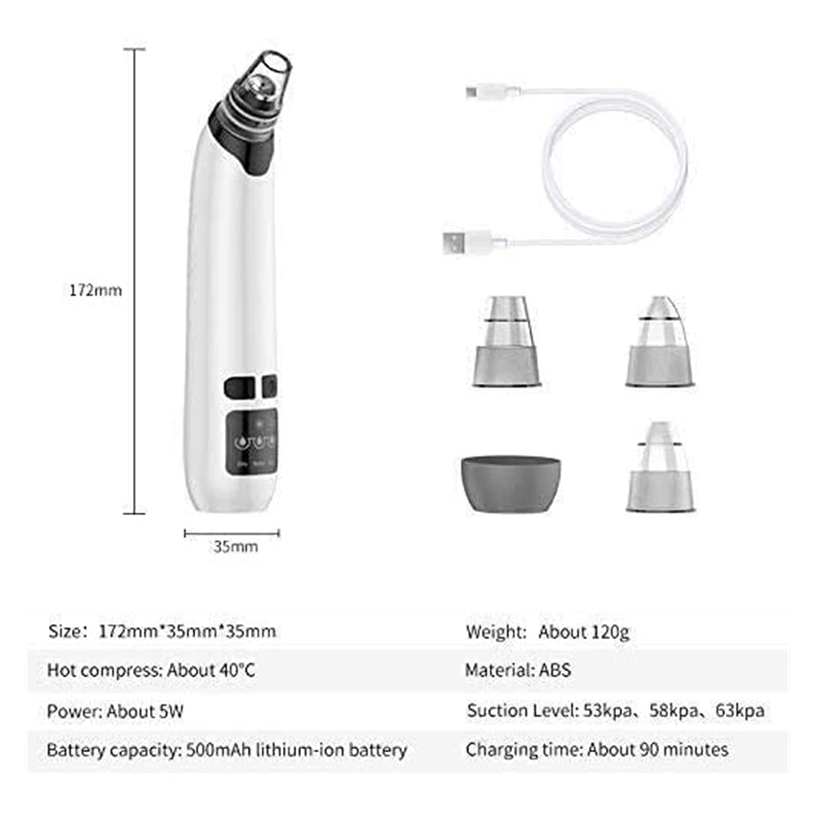 Electric Blackhead Remover Kit - USB Rechargeable Facial Pore Cleanser & Acne Extractor Tool with LED Display | Professional Blackhead Suction for Clear Skin | Perfect for Daily Skincare Routine & Spa Treatments