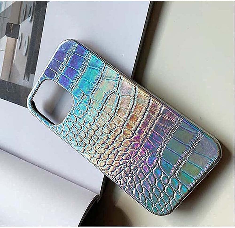 Premium Laser Silver Crocodile Pattern Leather Phone Case for Apple iPhone 12/12 Pro - Shockproof Protective Cover with Soft Flocking Lining | Perfect for Business, Travel & Everyday Use