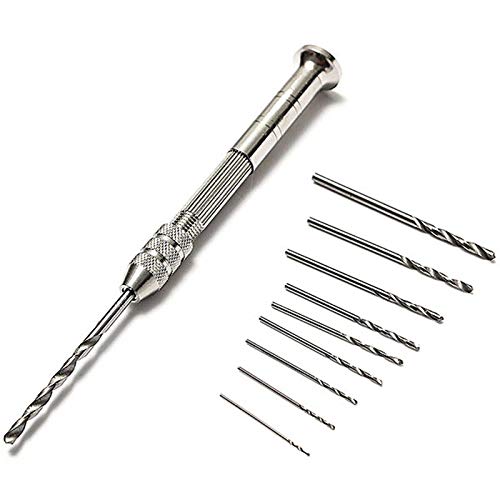 Premium Mini Hand Drill with Keyless Chuck & 10pcs Twist Drill Bits (0.8-3mm) - Rotary Tool for Metal, Wood, Jewelry Making - DIY Craft & Repair Projects
