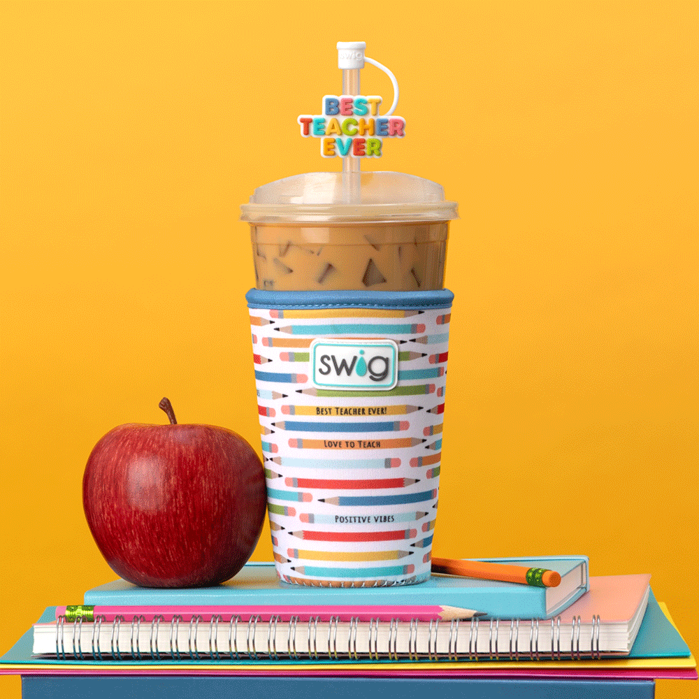 Teacher Life Medium Iced Cup Coolie - Insulated Coffee Tumbler for Teachers, 16oz Stainless Steel Travel Mug with Lid - Perfect for Classroom, Office & Commute
