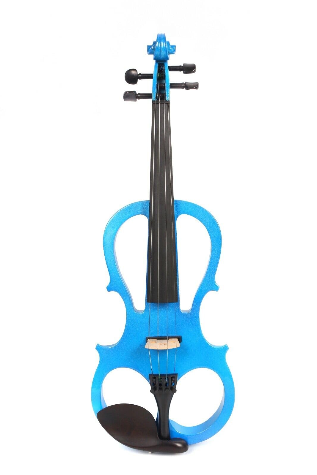 Electric Violin Full Size - Solid Wood Body with Ebony Fittings, Silent Electric Violin Kit Includes Case, Bow & Cable - Perfect for Beginners, Students & Adults (Style-EV5, Blue) - Ideal for Practice, Performances & Home Recording