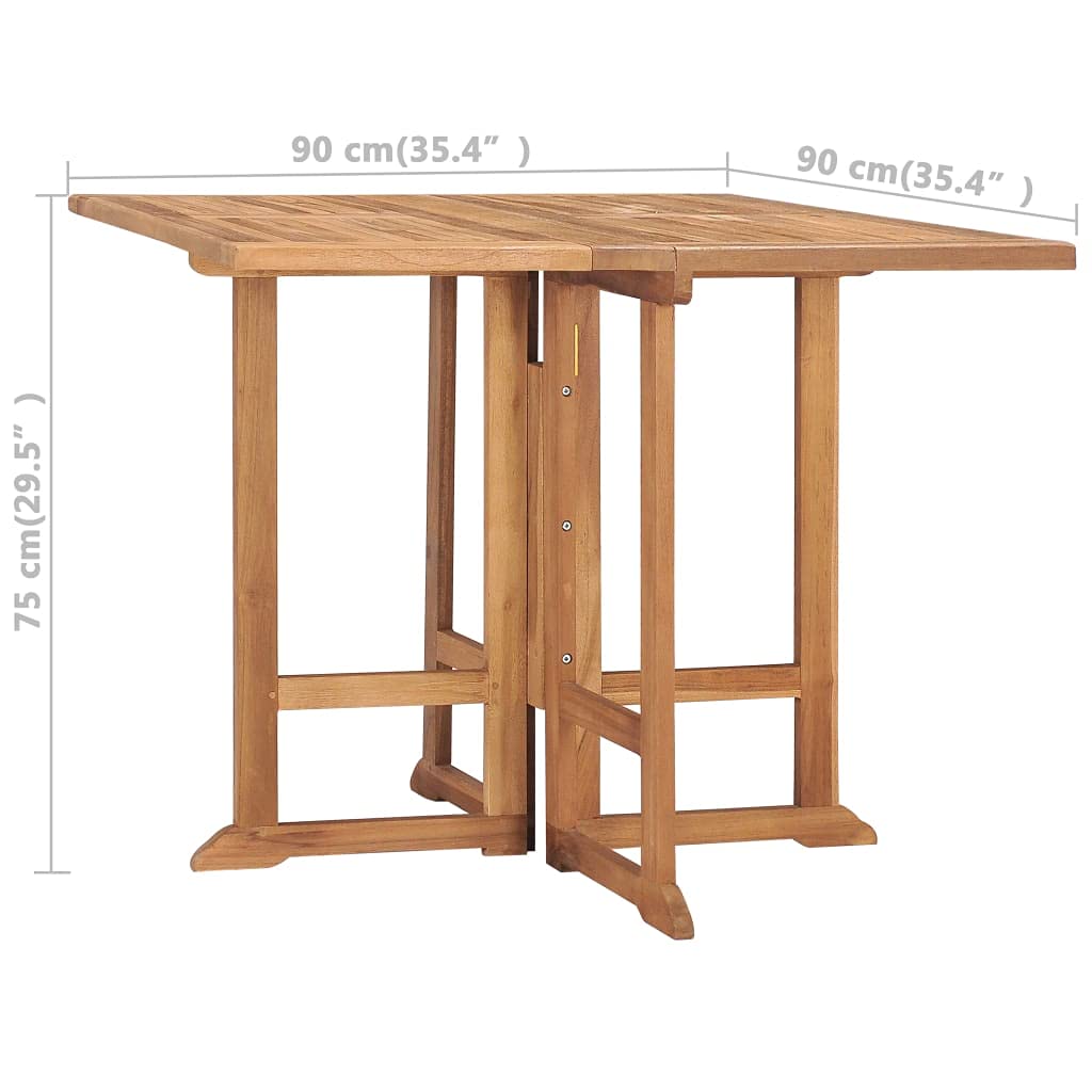 35.4x35.4x29.5 Inch Solid Teak Wood Folding Patio Dining Table - Brown Outdoor Furniture for Garden, Balcony & Small Space