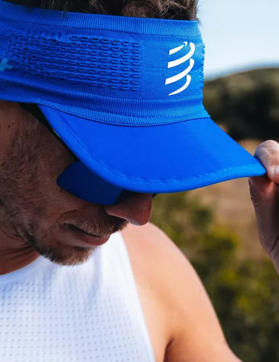 Compressport Unisex Spiderweb Headband - Sweat-Wicking, Breathable for Running, Cycling & Workouts - Dazzling Blue/White Design for Sports & Fitness Enthusiasts