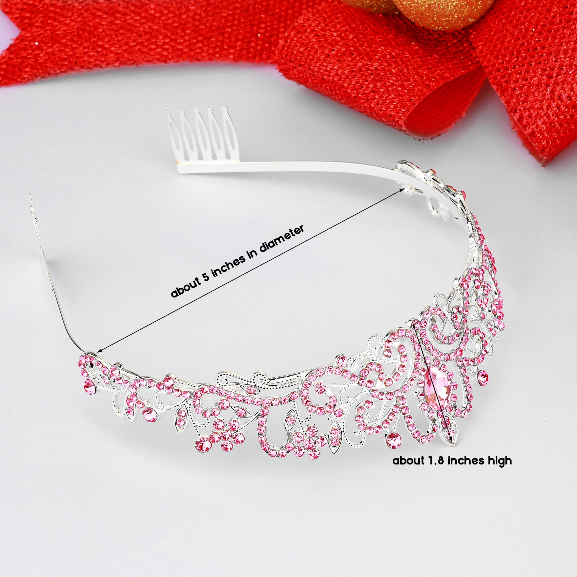 Sparkling Pink Crystal Tiara for Women & Girls - Elegant Princess Crown for Weddings, Birthdays, Prom, Pageants & Special Occasions | Perfect Bridal Headpiece & Mermaid-Themed Party Accessory